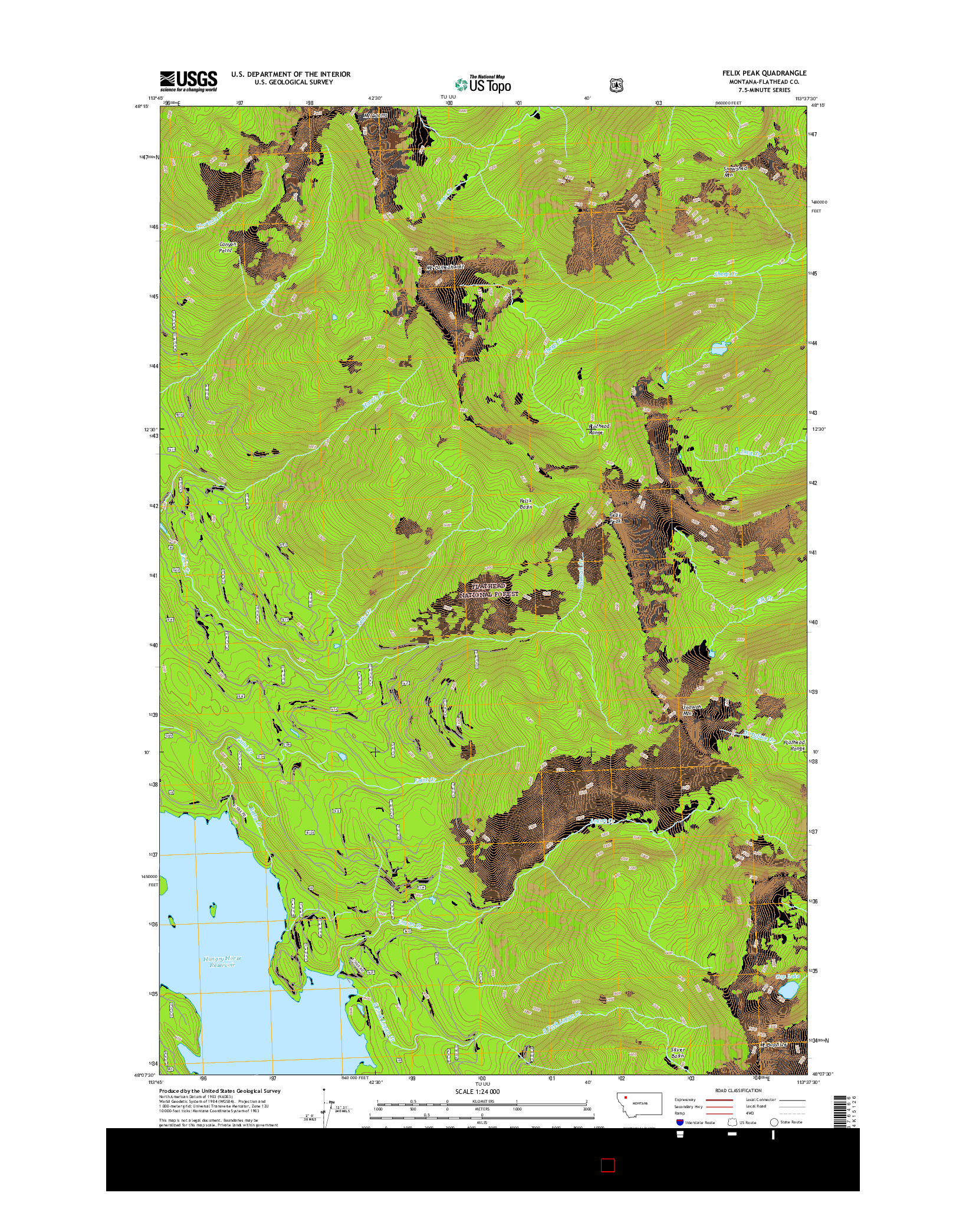USGS US TOPO 7.5-MINUTE MAP FOR FELIX PEAK, MT 2017