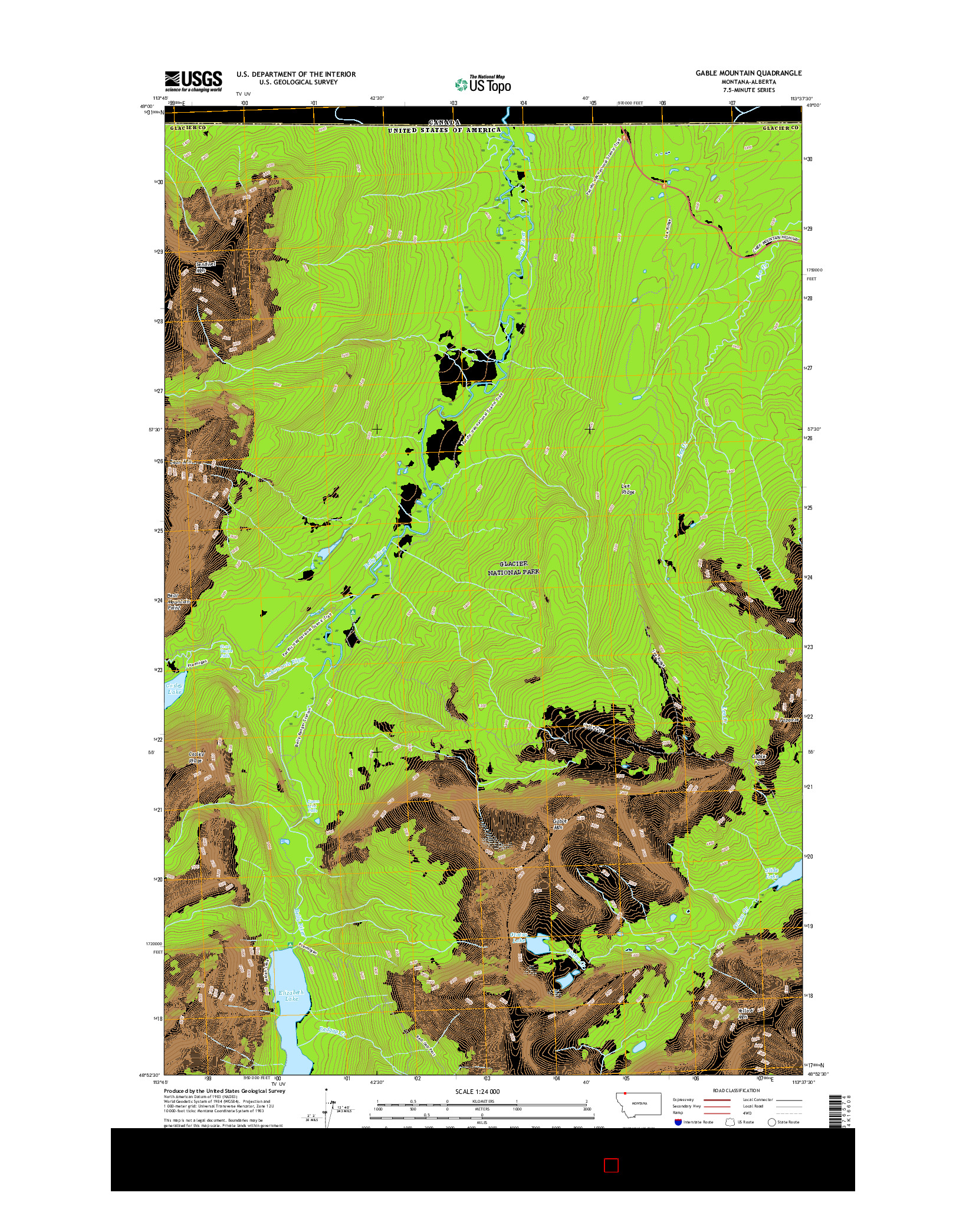 USGS US TOPO 7.5-MINUTE MAP FOR GABLE MOUNTAIN, MT-AB 2017