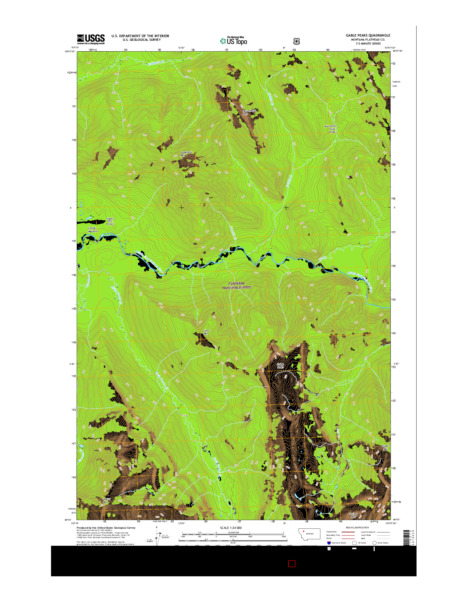 USGS US TOPO 7.5-MINUTE MAP FOR GABLE PEAKS, MT 2017