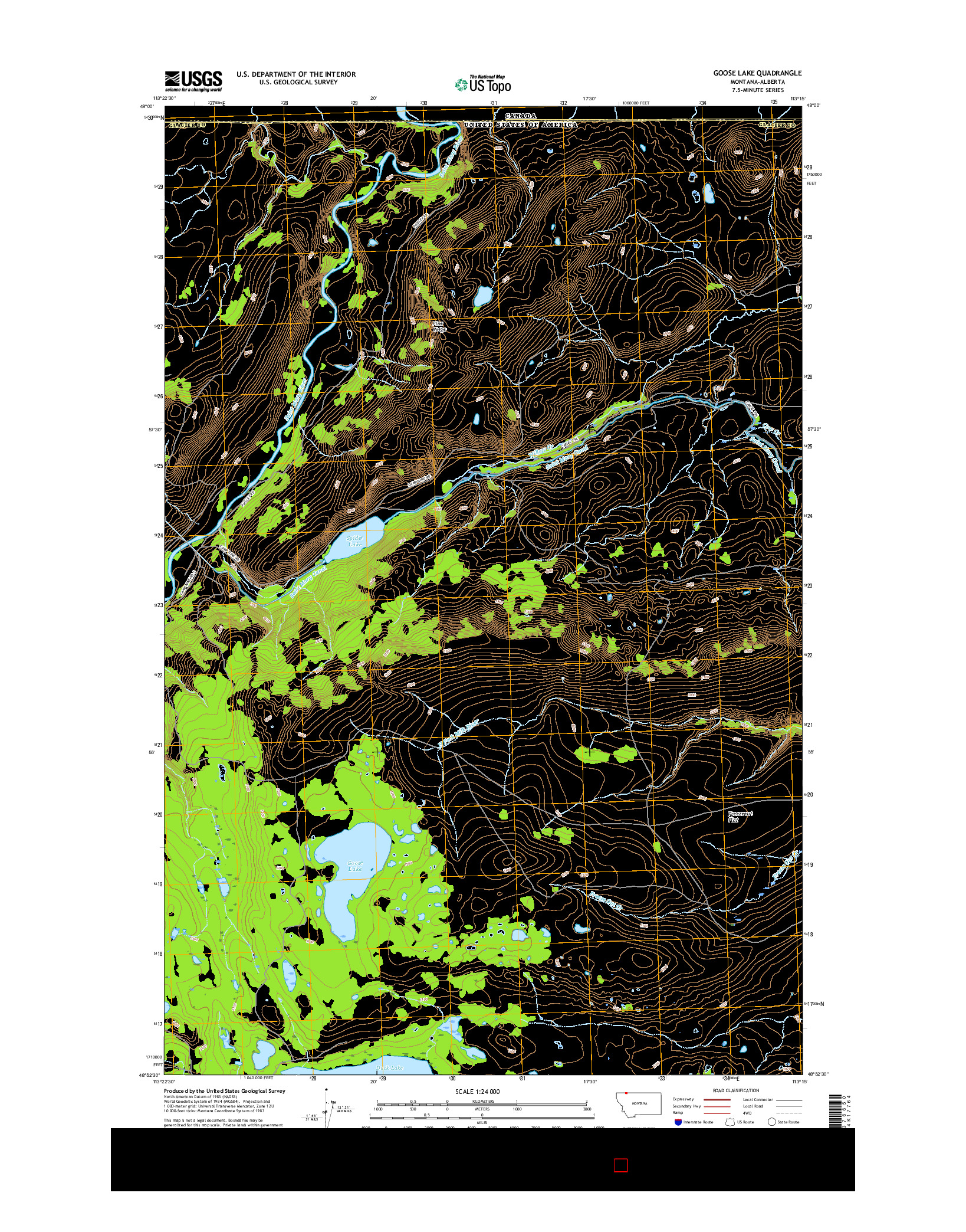 USGS US TOPO 7.5-MINUTE MAP FOR GOOSE LAKE, MT-AB 2017