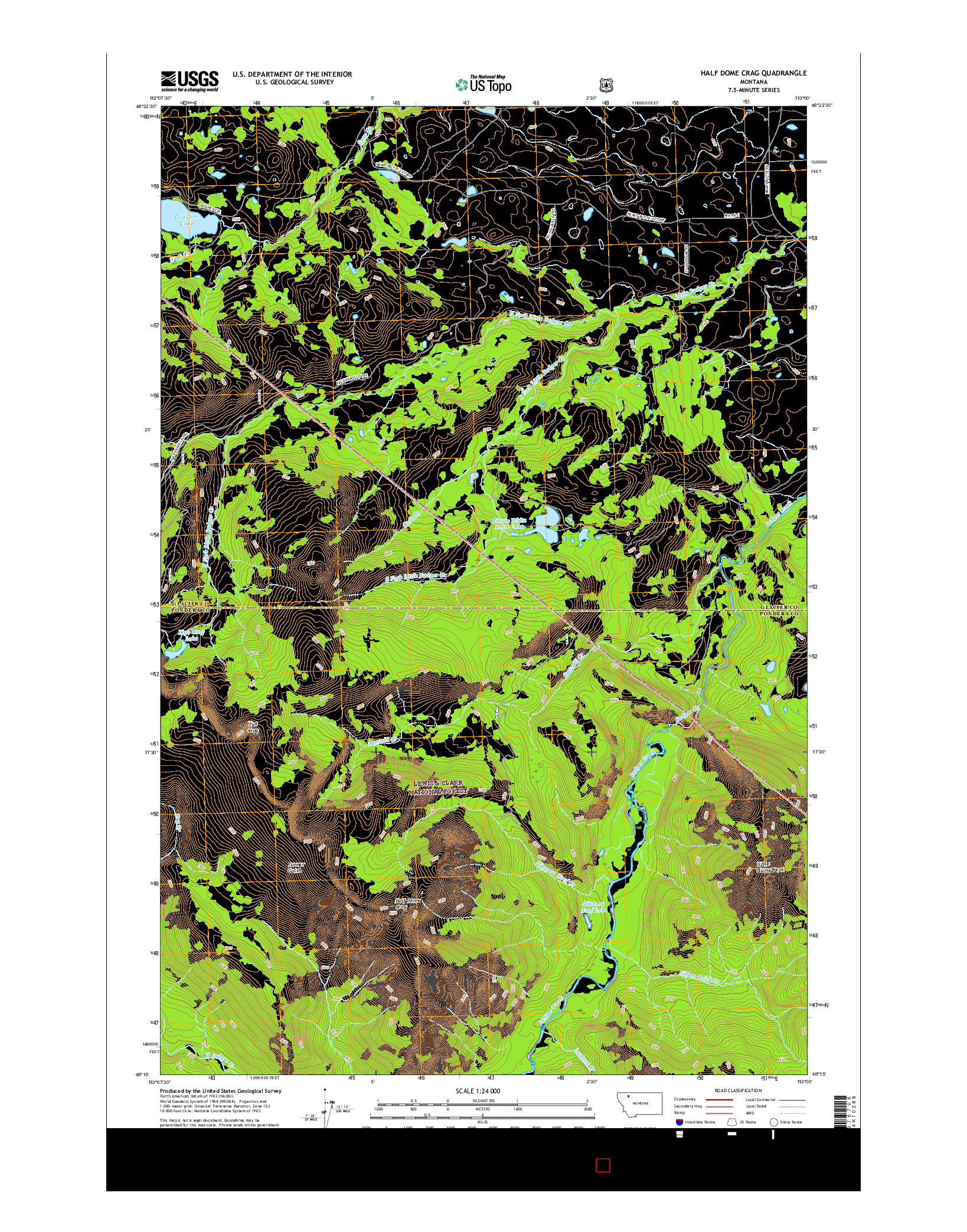 USGS US TOPO 7.5-MINUTE MAP FOR HALF DOME CRAG, MT 2017