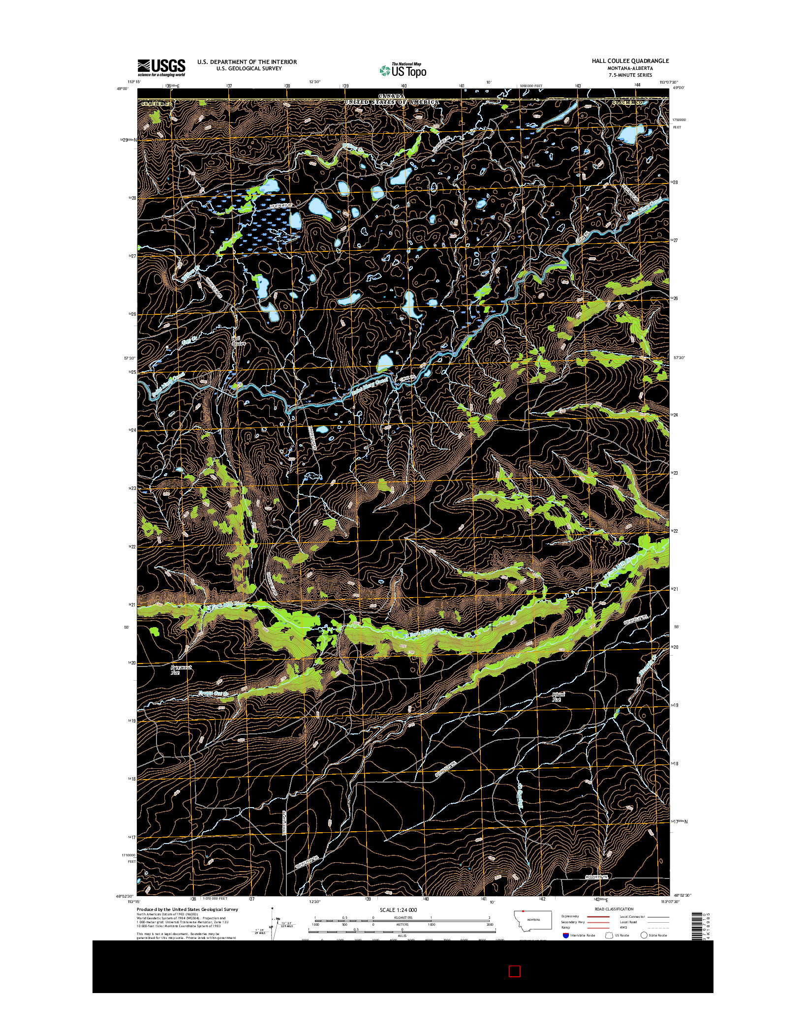 USGS US TOPO 7.5-MINUTE MAP FOR HALL COULEE, MT-AB 2017