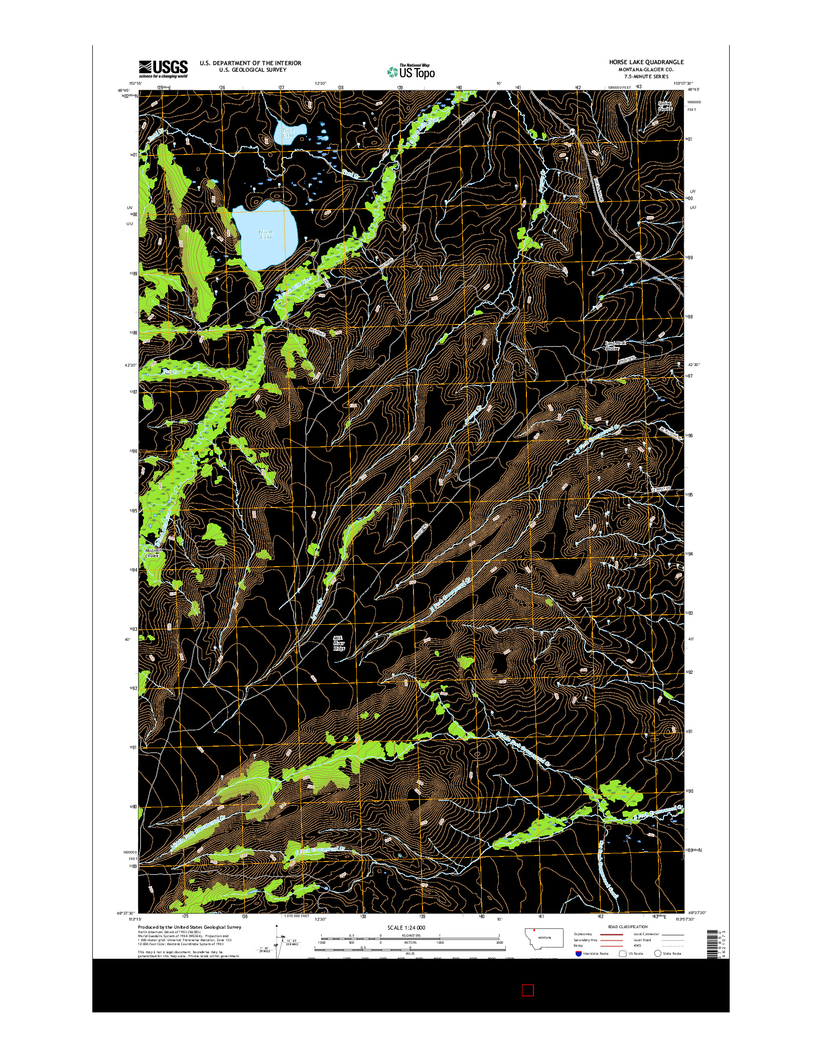 USGS US TOPO 7.5-MINUTE MAP FOR HORSE LAKE, MT 2017