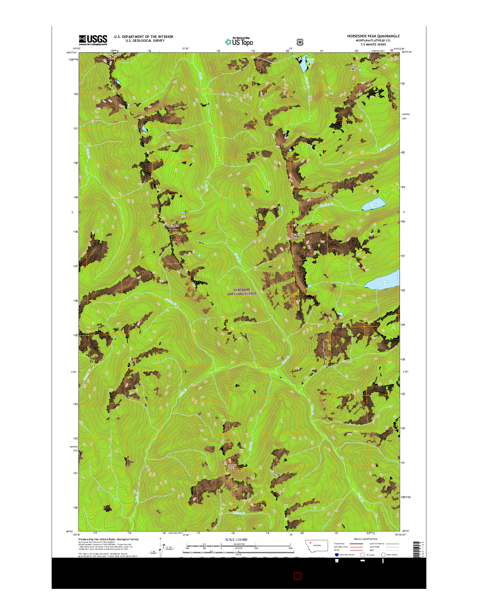 USGS US TOPO 7.5-MINUTE MAP FOR HORSESHOE PEAK, MT 2017