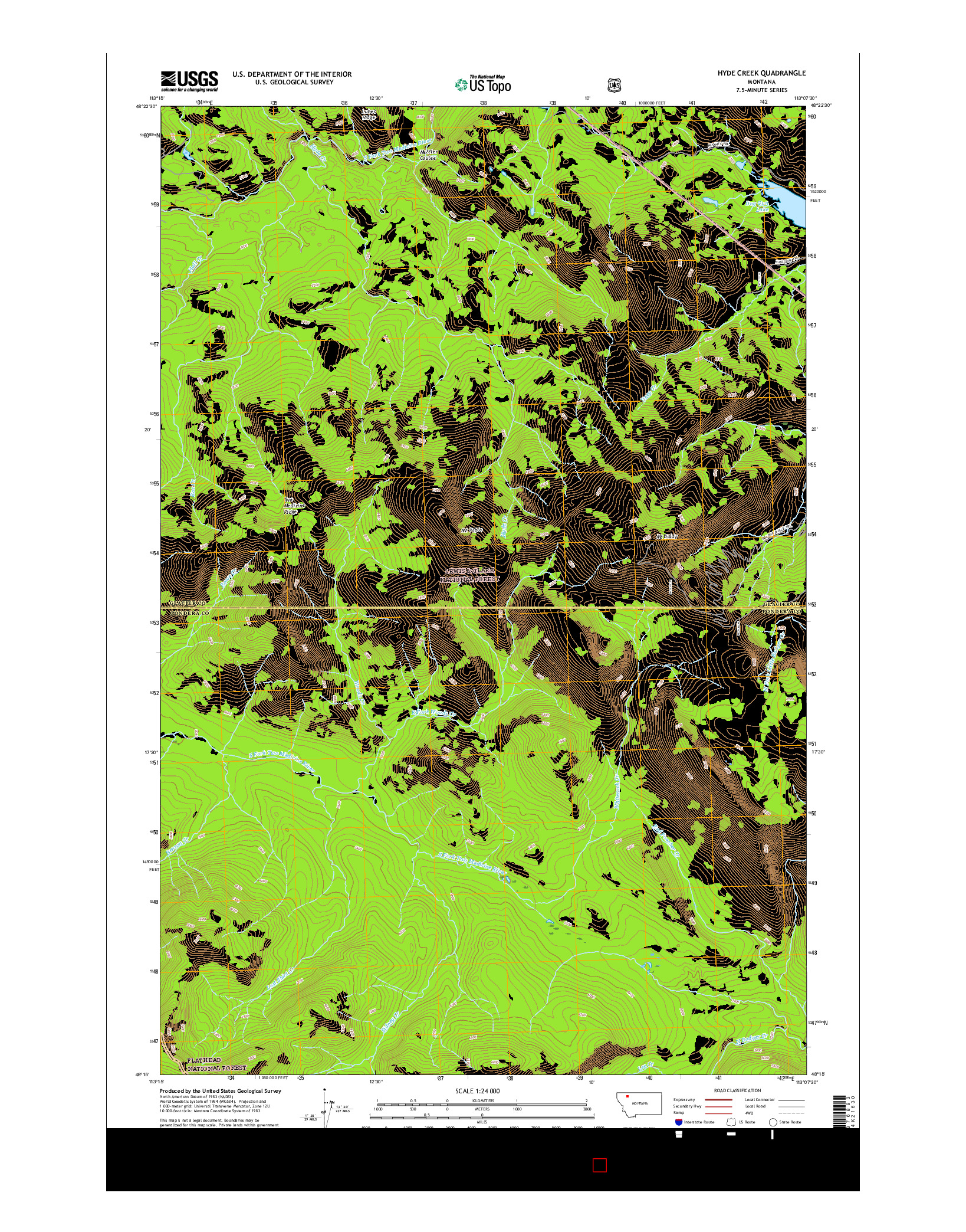 USGS US TOPO 7.5-MINUTE MAP FOR HYDE CREEK, MT 2017