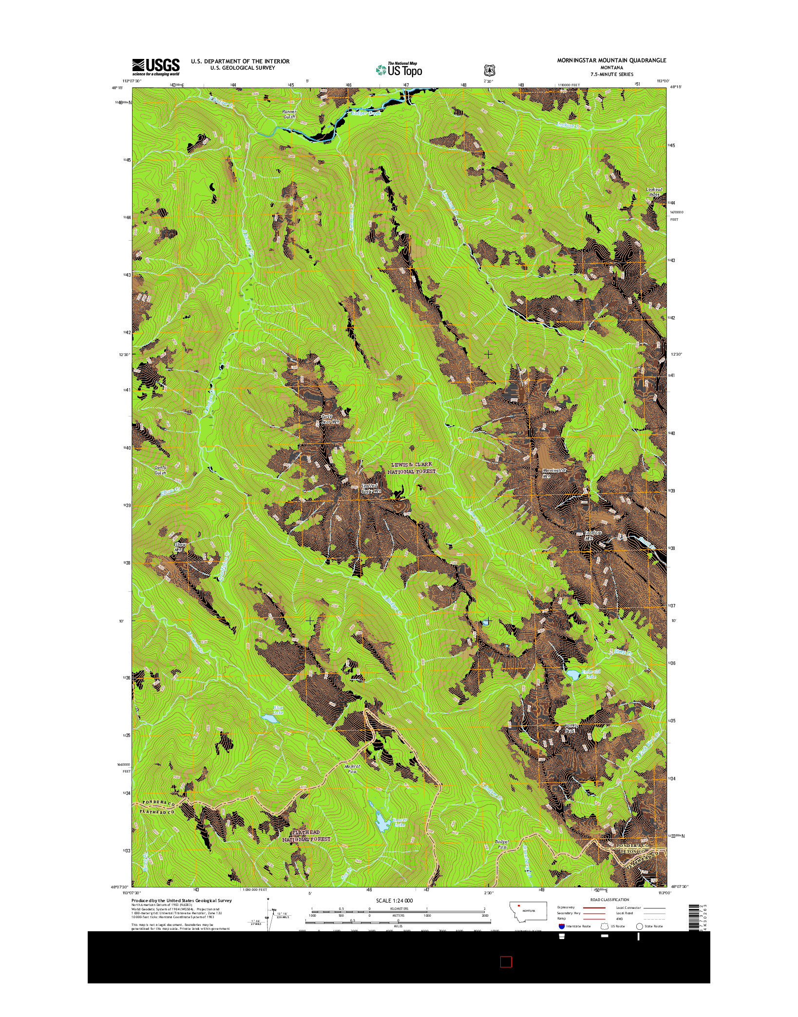 USGS US TOPO 7.5-MINUTE MAP FOR MORNINGSTAR MOUNTAIN, MT 2017