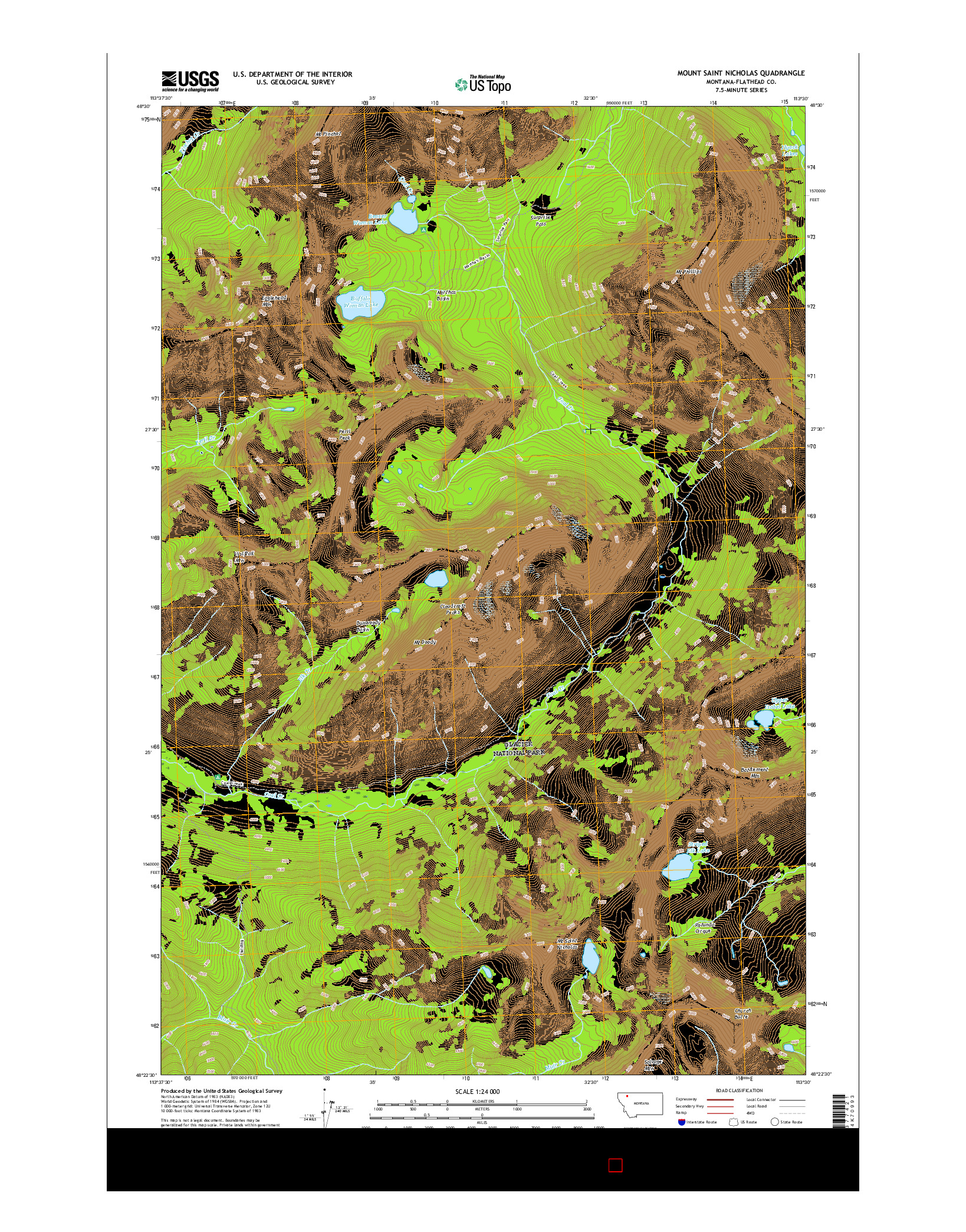 USGS US TOPO 7.5-MINUTE MAP FOR MOUNT SAINT NICHOLAS, MT 2017