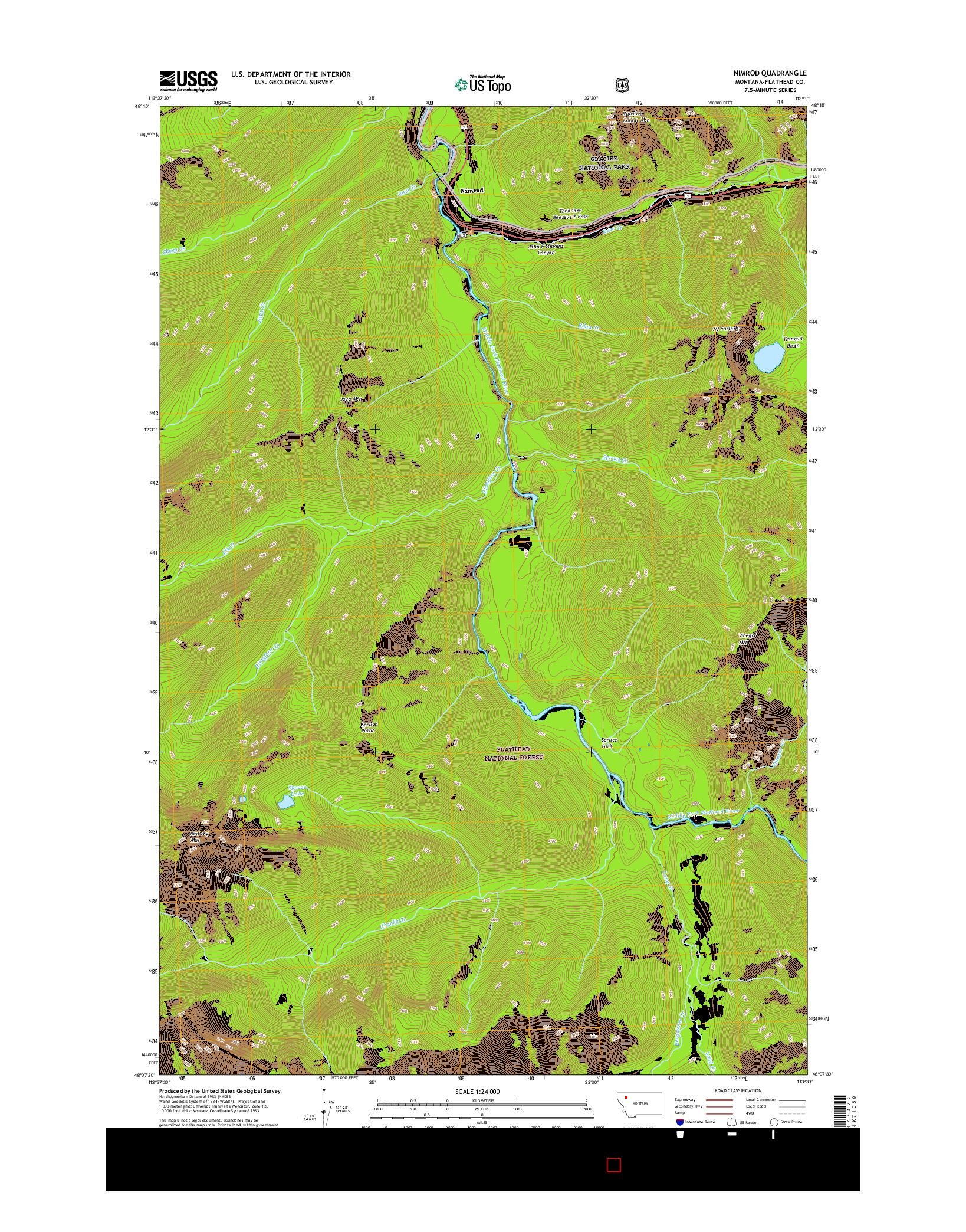 USGS US TOPO 7.5-MINUTE MAP FOR NIMROD, MT 2017