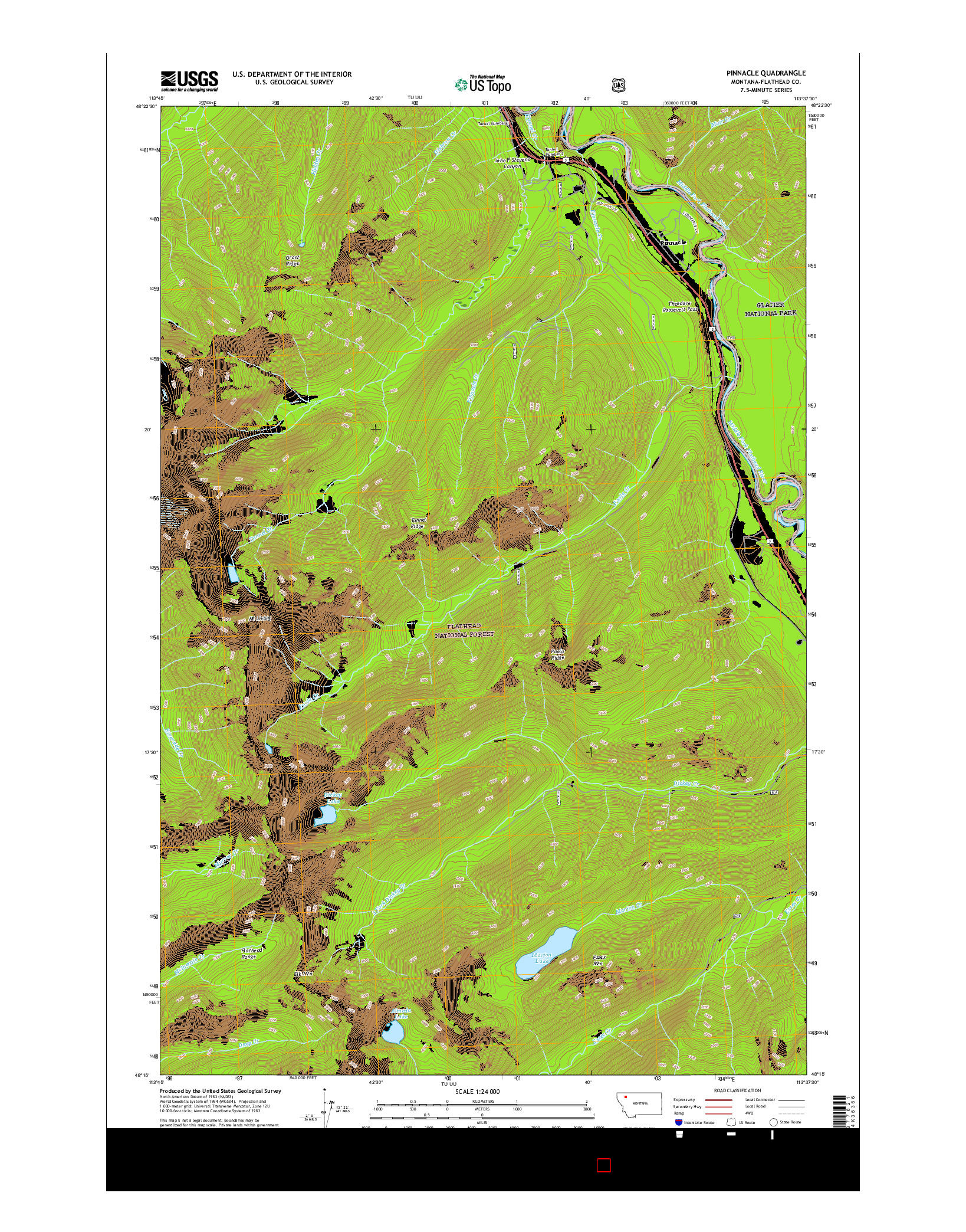 USGS US TOPO 7.5-MINUTE MAP FOR PINNACLE, MT 2017