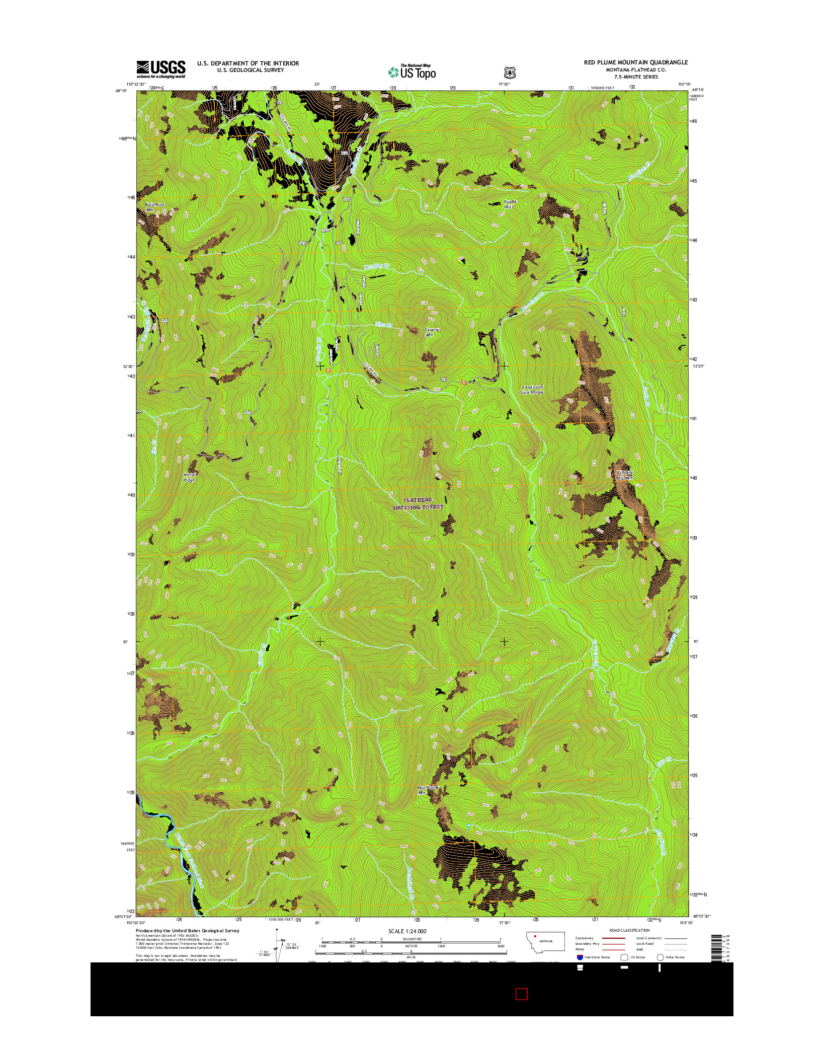 USGS US TOPO 7.5-MINUTE MAP FOR RED PLUME MOUNTAIN, MT 2017