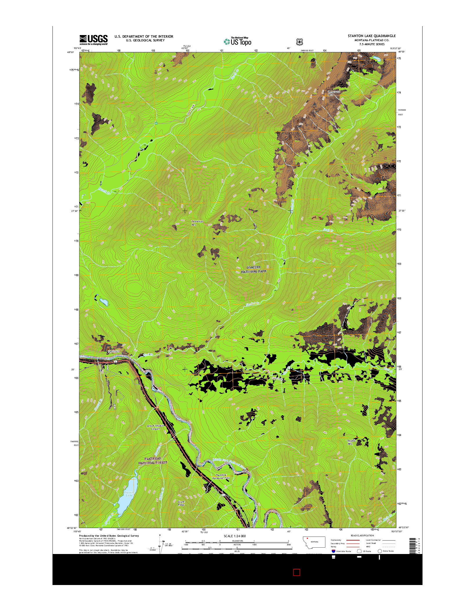 USGS US TOPO 7.5-MINUTE MAP FOR STANTON LAKE, MT 2017