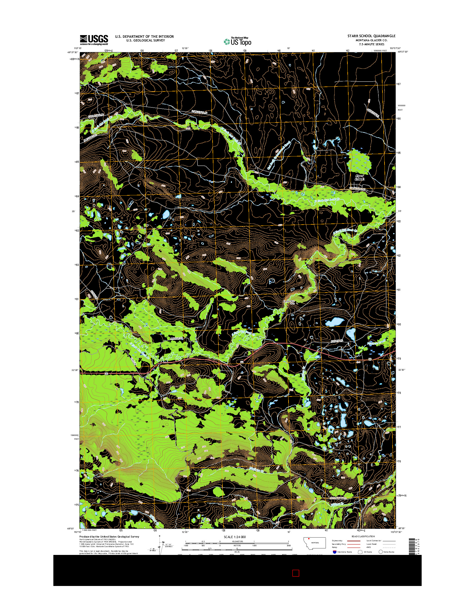 USGS US TOPO 7.5-MINUTE MAP FOR STARR SCHOOL, MT 2017