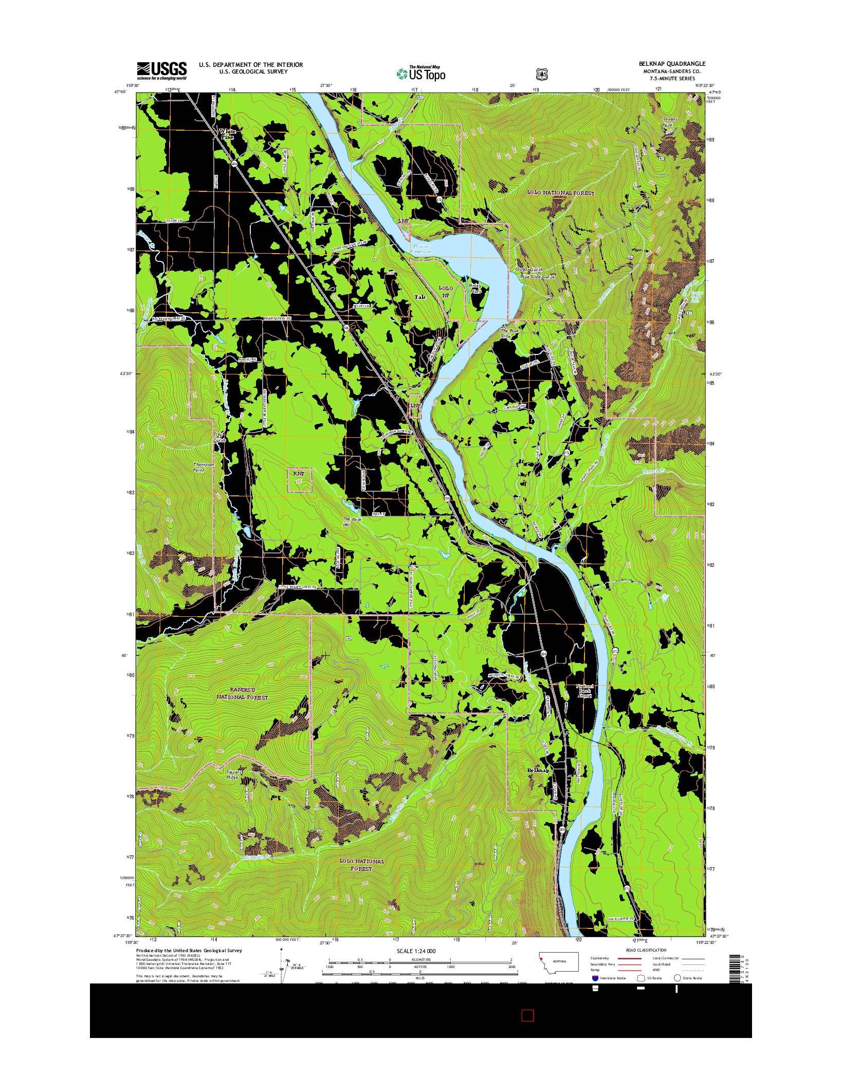 USGS US TOPO 7.5-MINUTE MAP FOR BELKNAP, MT 2017