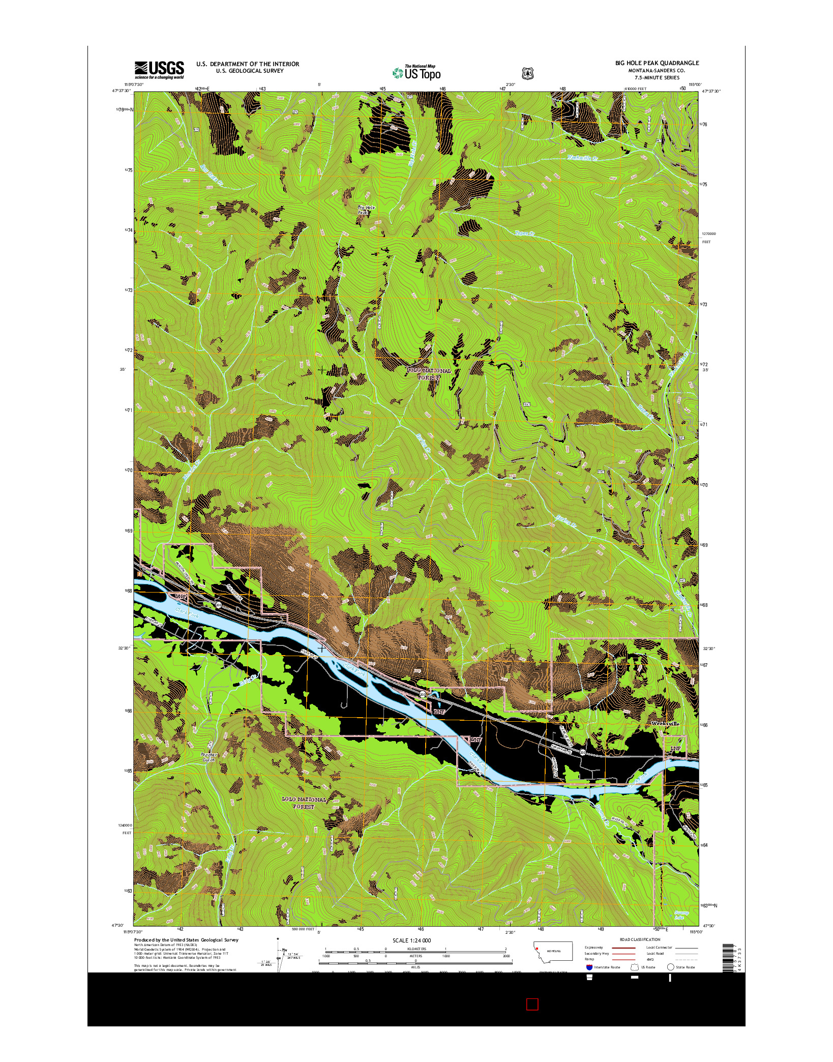 USGS US TOPO 7.5-MINUTE MAP FOR BIG HOLE PEAK, MT 2017