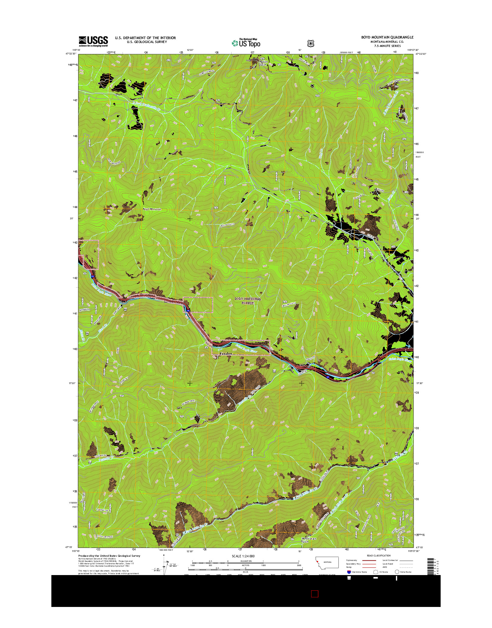 USGS US TOPO 7.5-MINUTE MAP FOR BOYD MOUNTAIN, MT 2017
