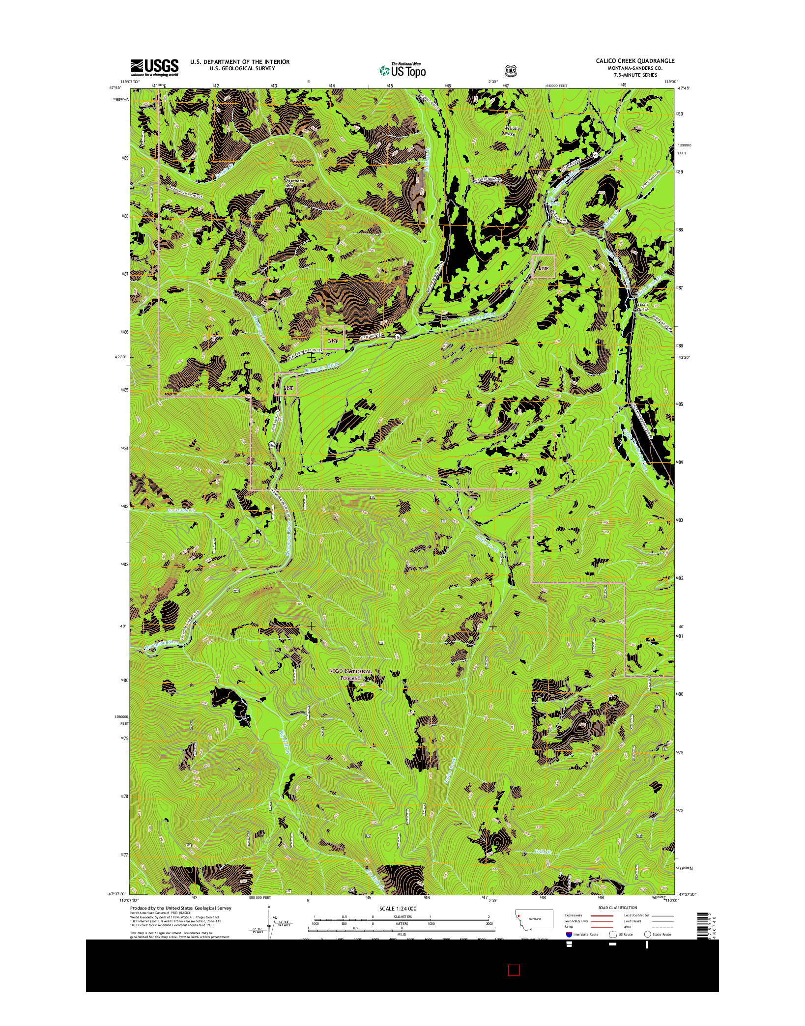 USGS US TOPO 7.5-MINUTE MAP FOR CALICO CREEK, MT 2017