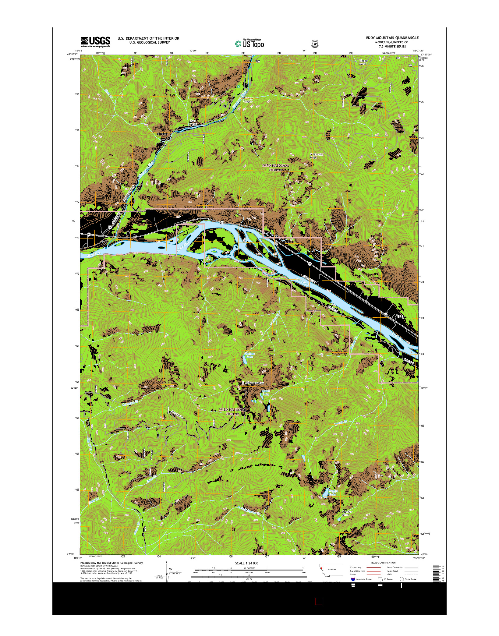 USGS US TOPO 7.5-MINUTE MAP FOR EDDY MOUNTAIN, MT 2017