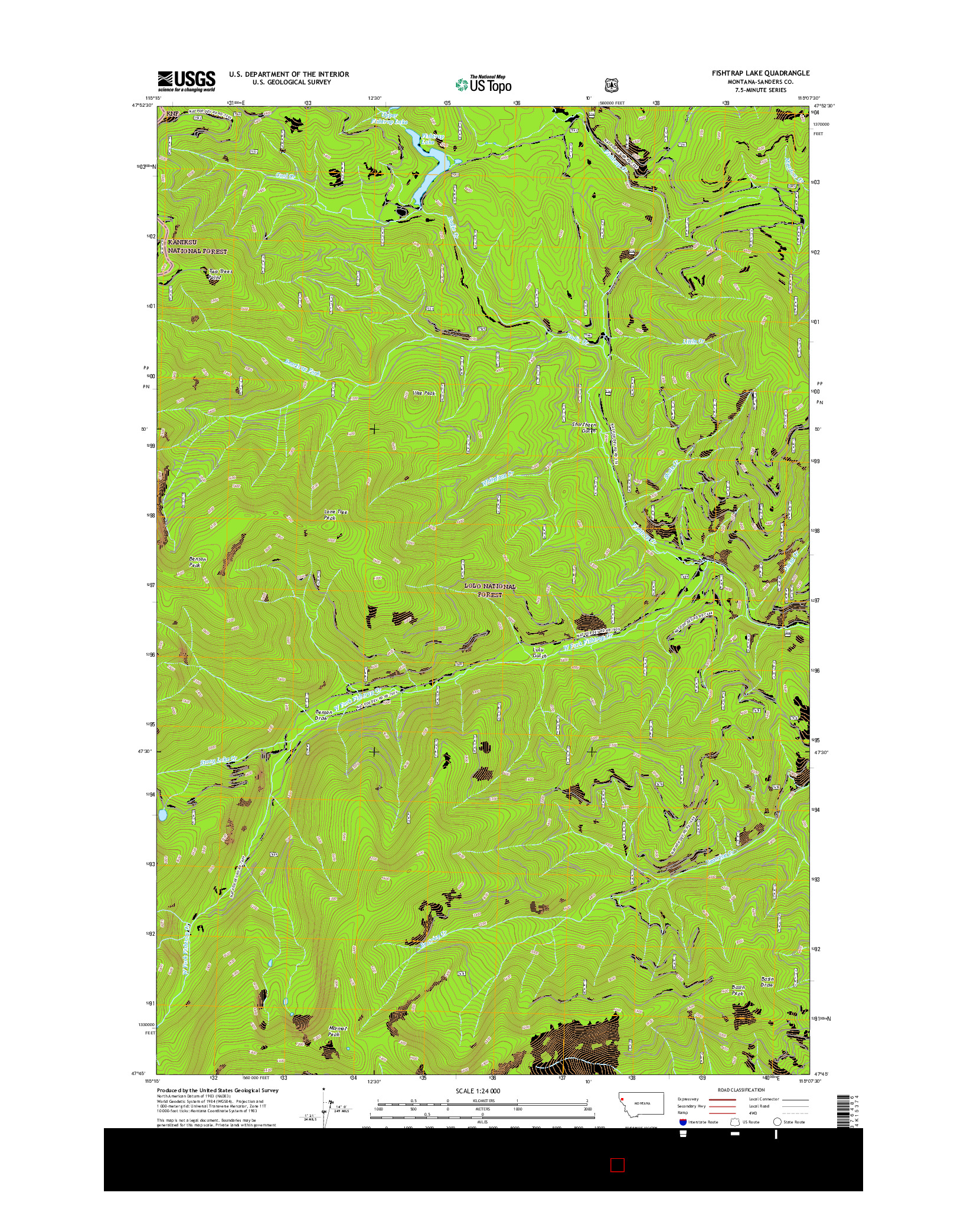 USGS US TOPO 7.5-MINUTE MAP FOR FISHTRAP LAKE, MT 2017