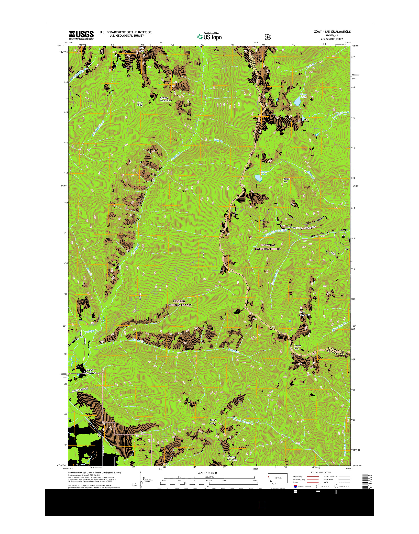 USGS US TOPO 7.5-MINUTE MAP FOR GOAT PEAK, MT 2017