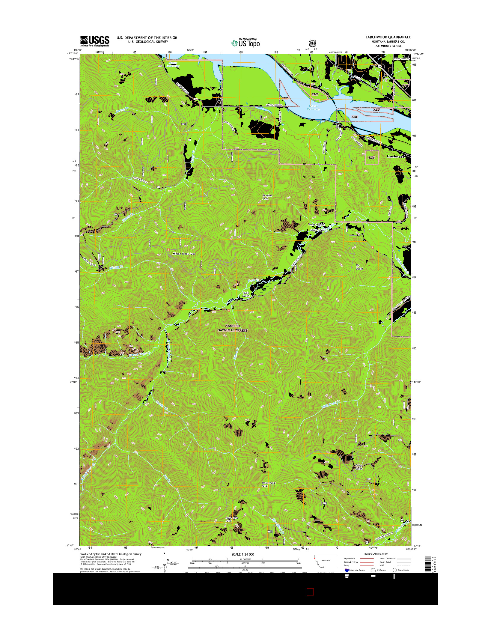 USGS US TOPO 7.5-MINUTE MAP FOR LARCHWOOD, MT 2017
