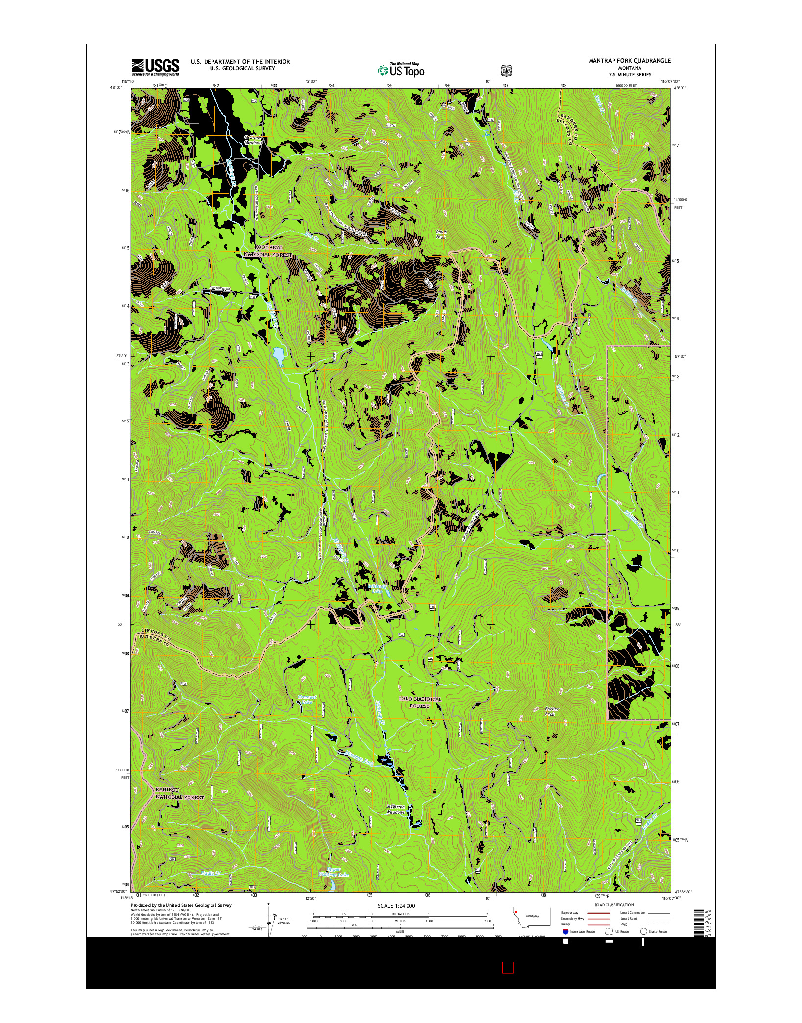 USGS US TOPO 7.5-MINUTE MAP FOR MANTRAP FORK, MT 2017