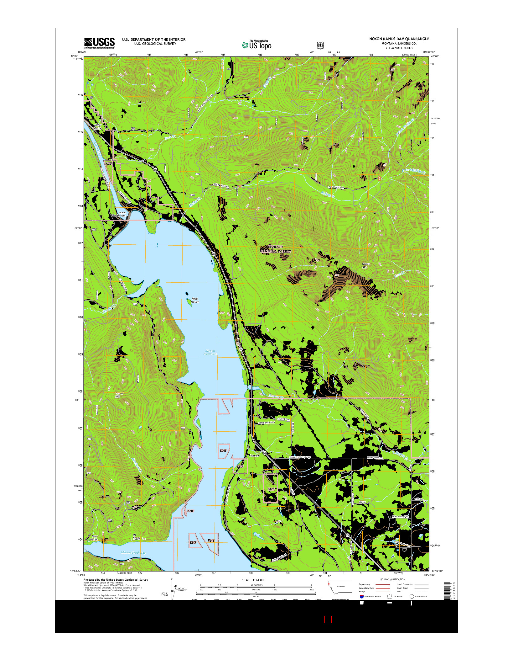 USGS US TOPO 7.5-MINUTE MAP FOR NOXON RAPIDS DAM, MT 2017