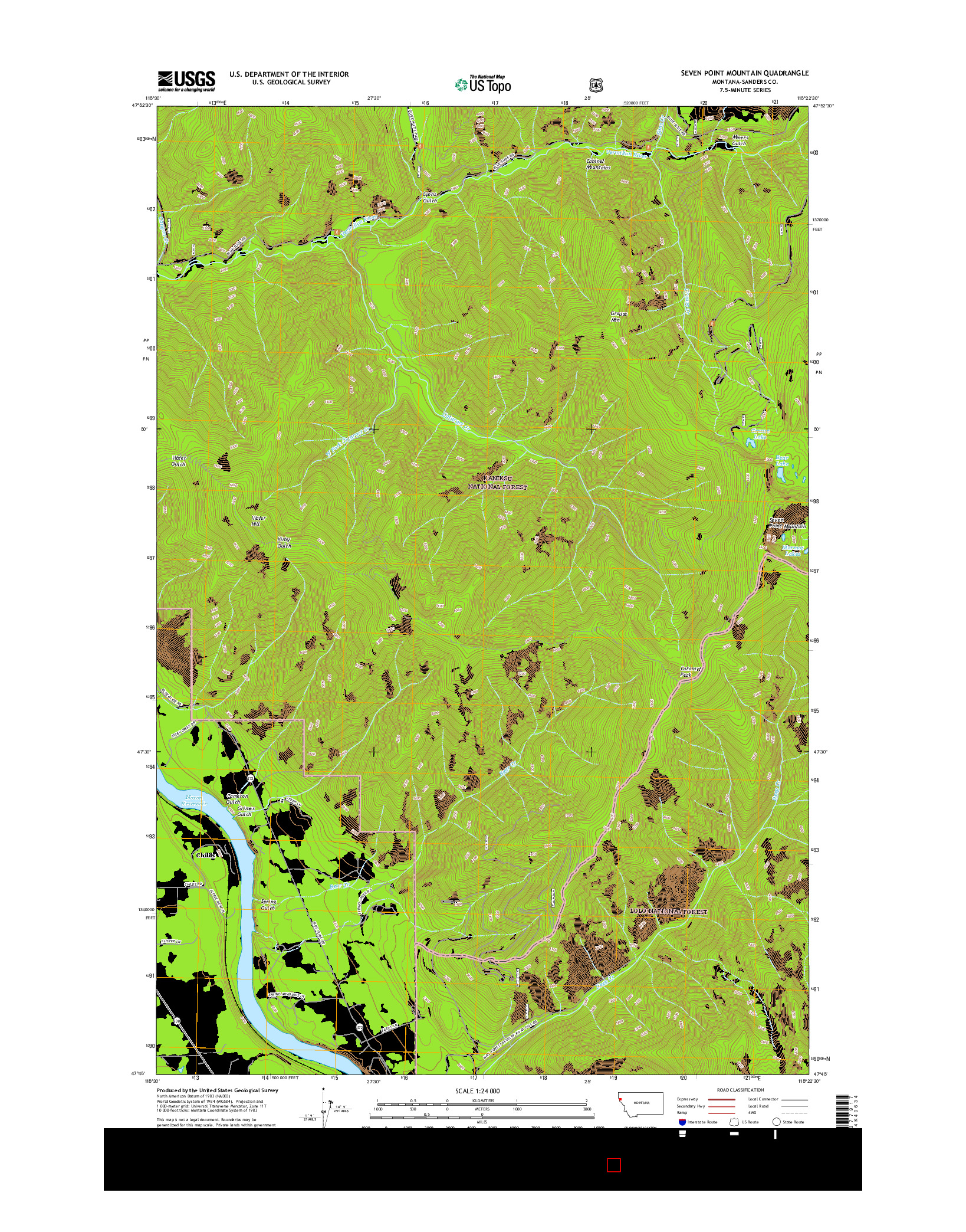 USGS US TOPO 7.5-MINUTE MAP FOR SEVEN POINT MOUNTAIN, MT 2017