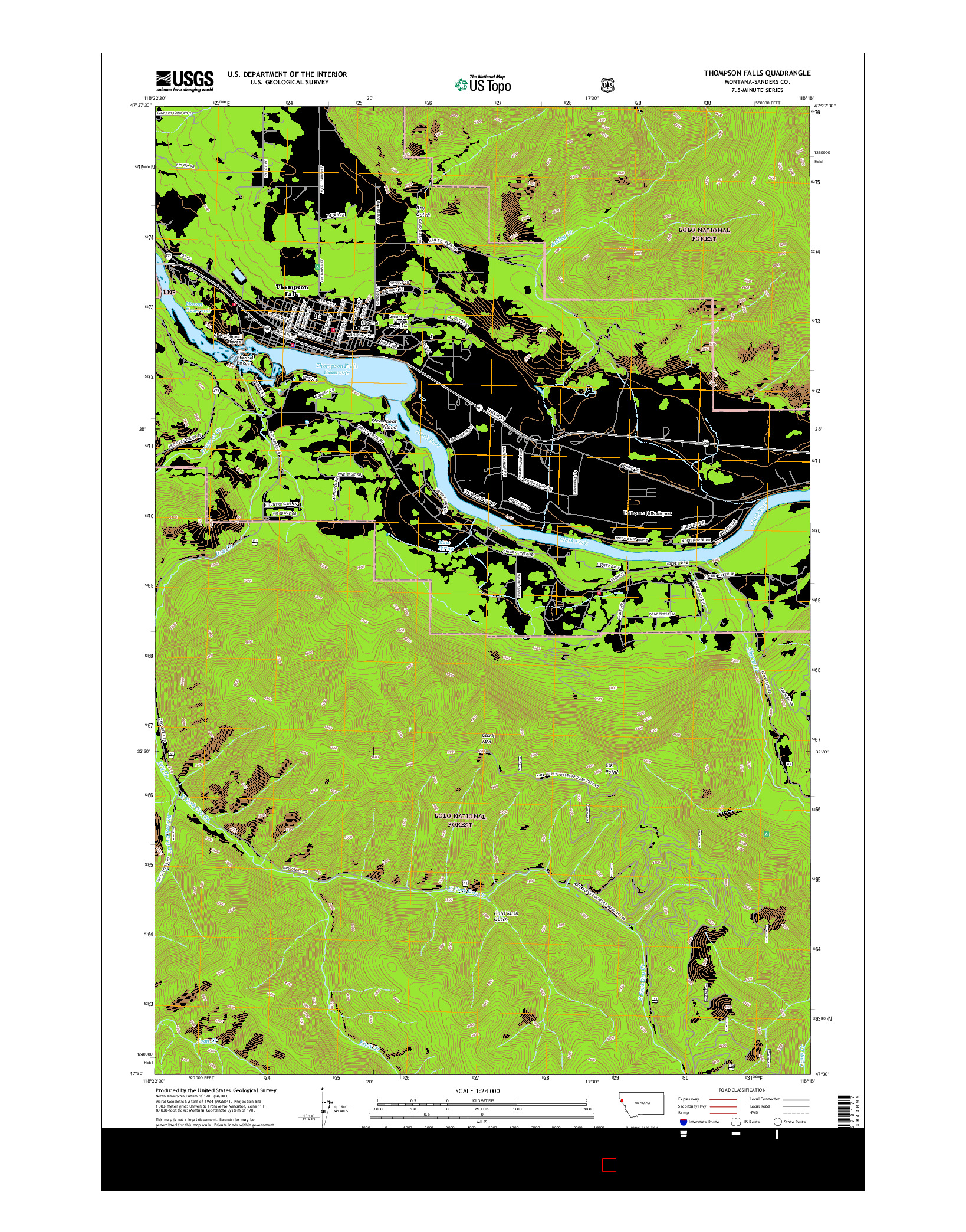 USGS US TOPO 7.5-MINUTE MAP FOR THOMPSON FALLS, MT 2017