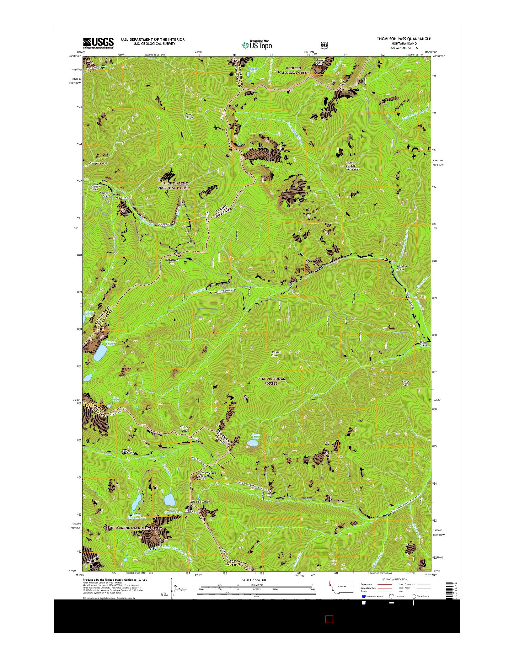 USGS US TOPO 7.5-MINUTE MAP FOR THOMPSON PASS, MT-ID 2017