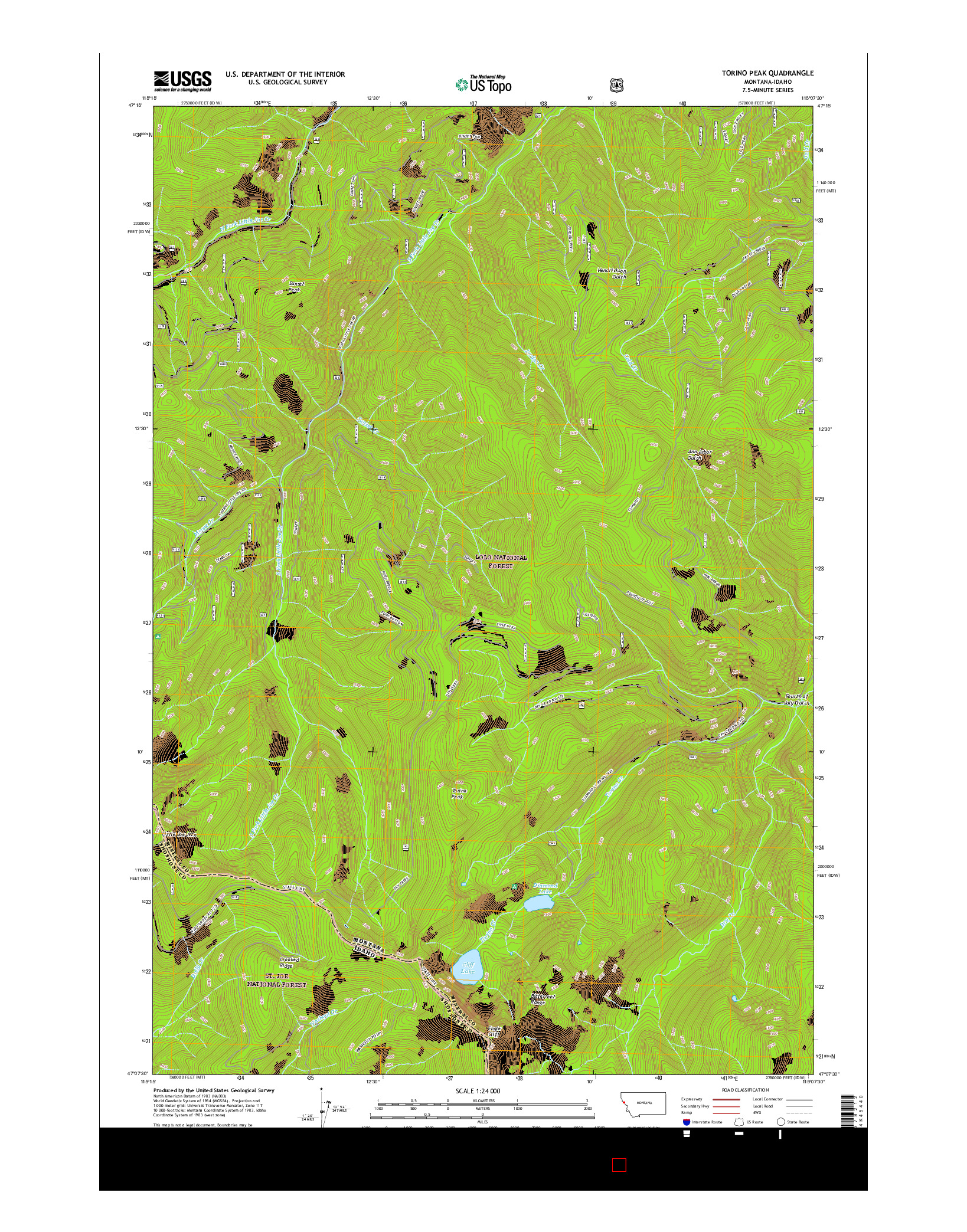 USGS US TOPO 7.5-MINUTE MAP FOR TORINO PEAK, MT-ID 2017