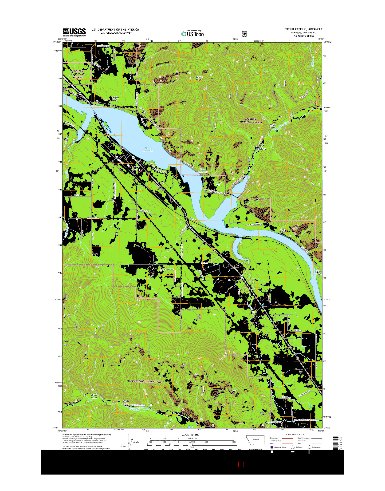 USGS US TOPO 7.5-MINUTE MAP FOR TROUT CREEK, MT 2017