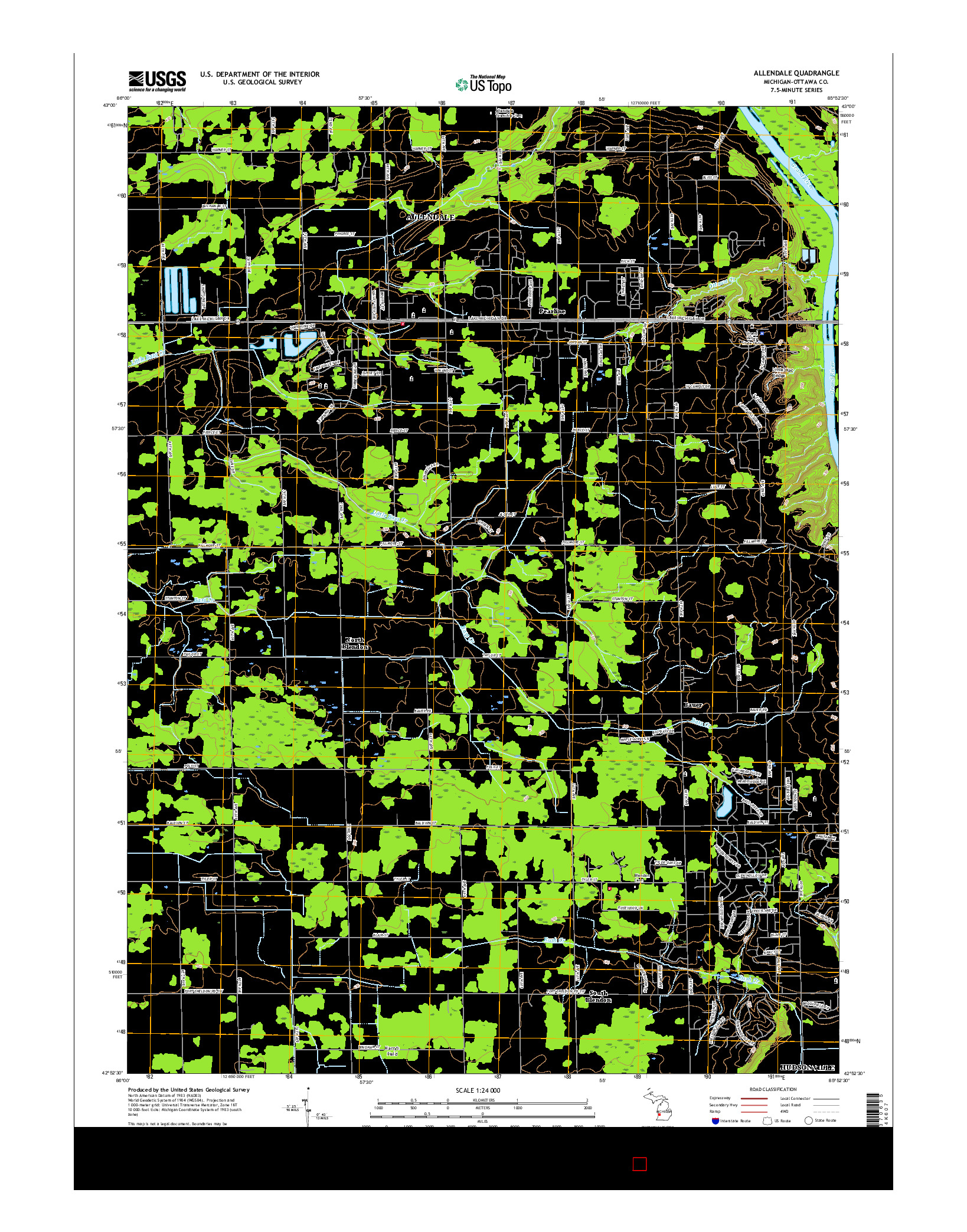 USGS US TOPO 7.5-MINUTE MAP FOR ALLENDALE, MI 2017