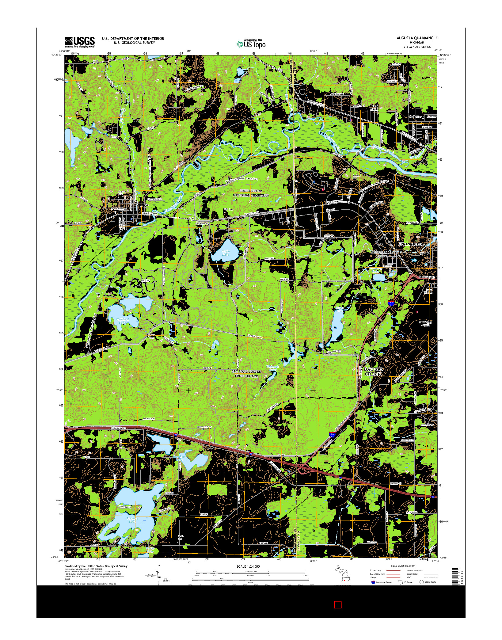 USGS US TOPO 7.5-MINUTE MAP FOR AUGUSTA, MI 2017