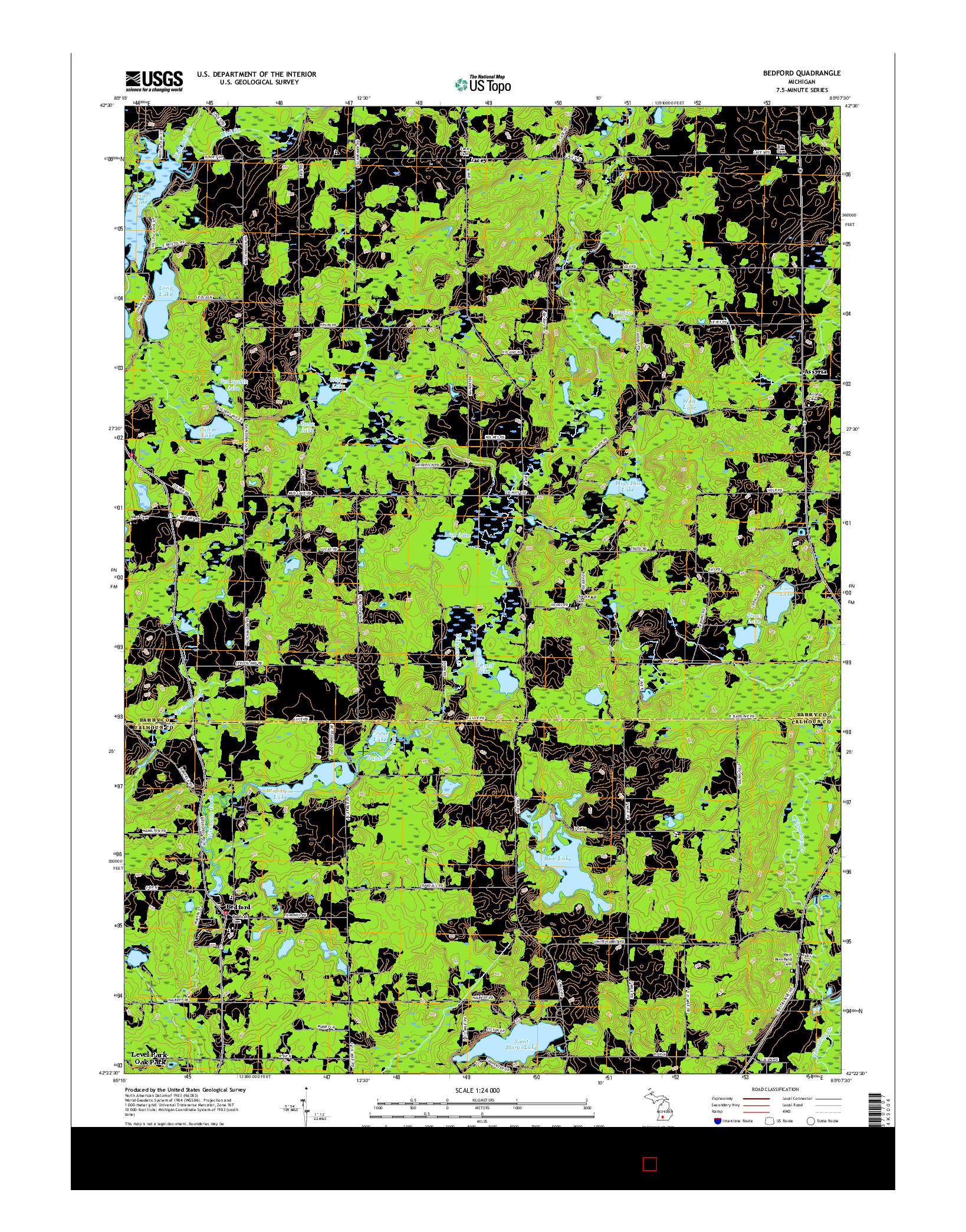 USGS US TOPO 7.5-MINUTE MAP FOR BEDFORD, MI 2017