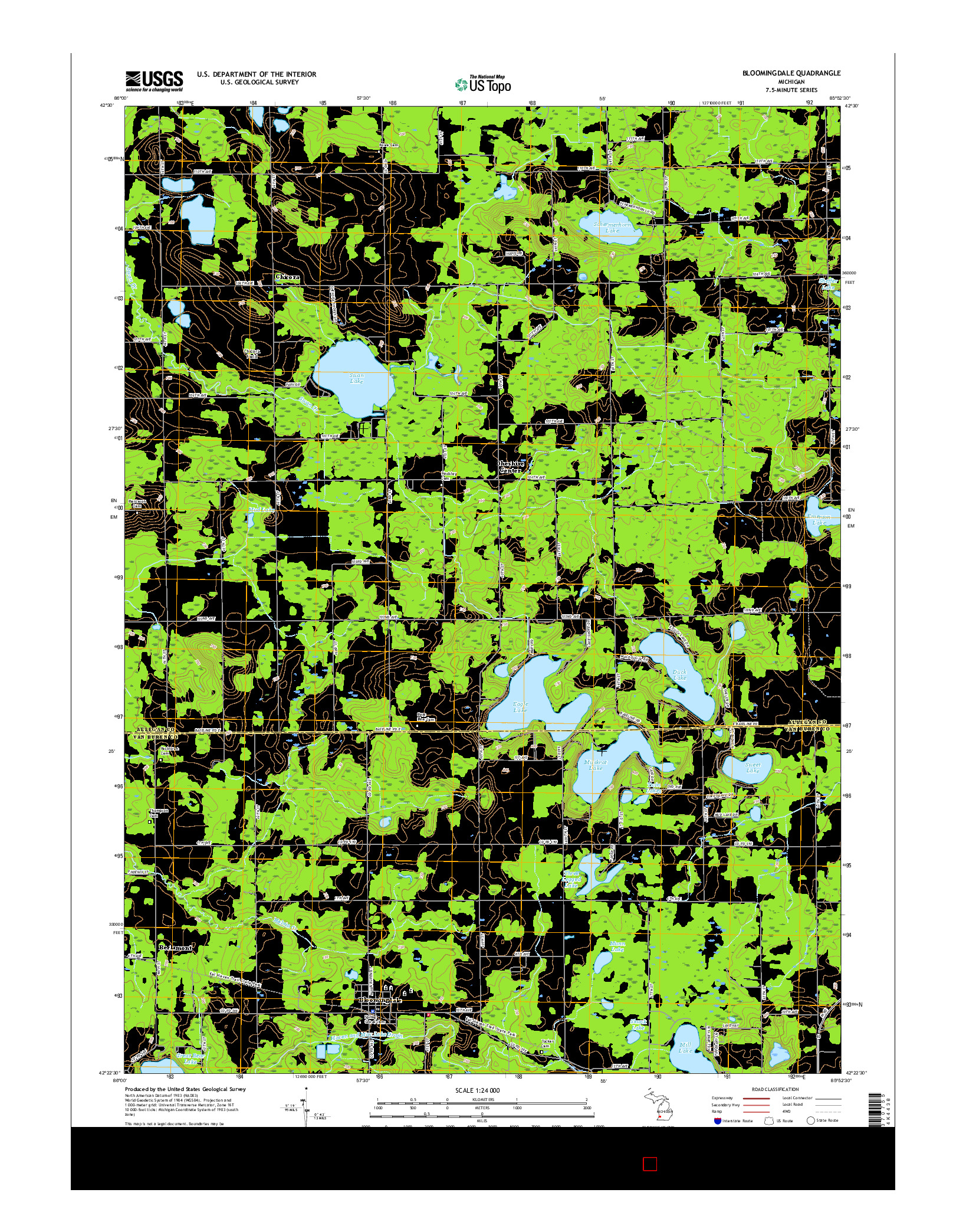 USGS US TOPO 7.5-MINUTE MAP FOR BLOOMINGDALE, MI 2017