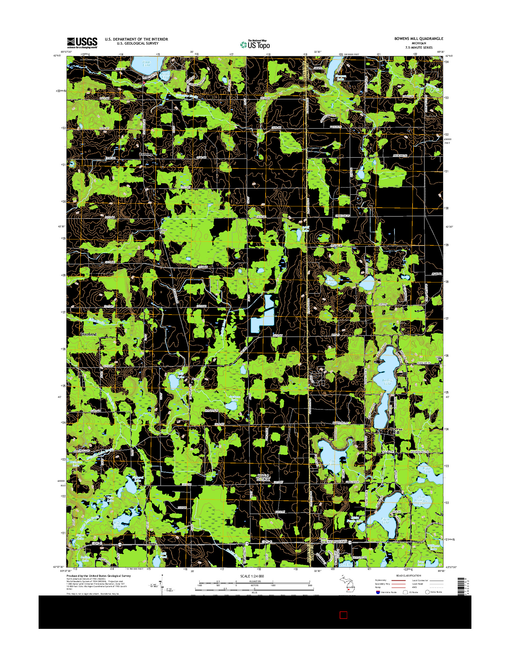 USGS US TOPO 7.5-MINUTE MAP FOR BOWENS MILL, MI 2017