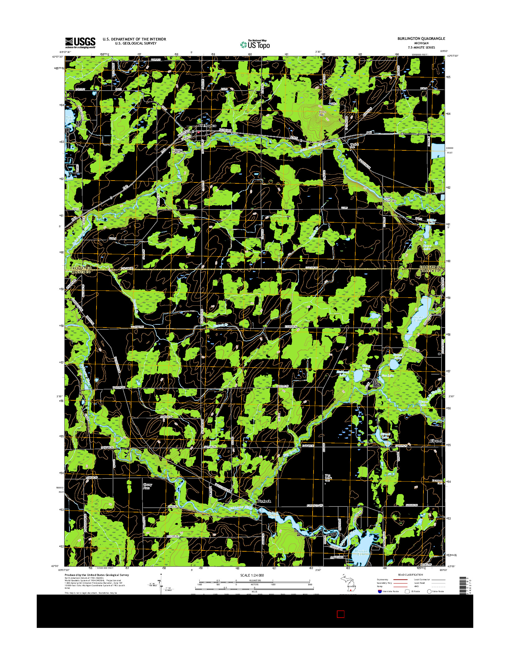 USGS US TOPO 7.5-MINUTE MAP FOR BURLINGTON, MI 2017