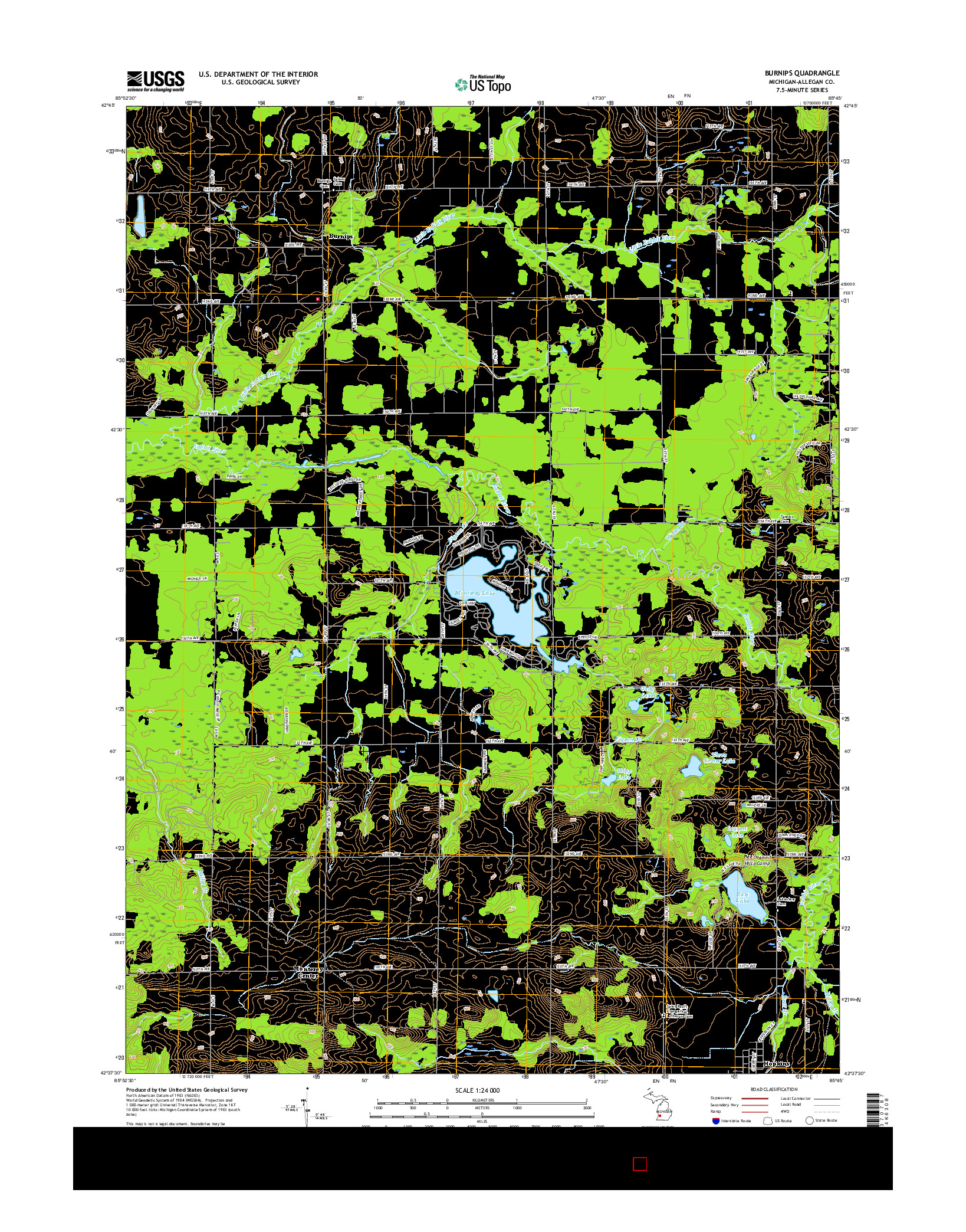 USGS US TOPO 7.5-MINUTE MAP FOR BURNIPS, MI 2017