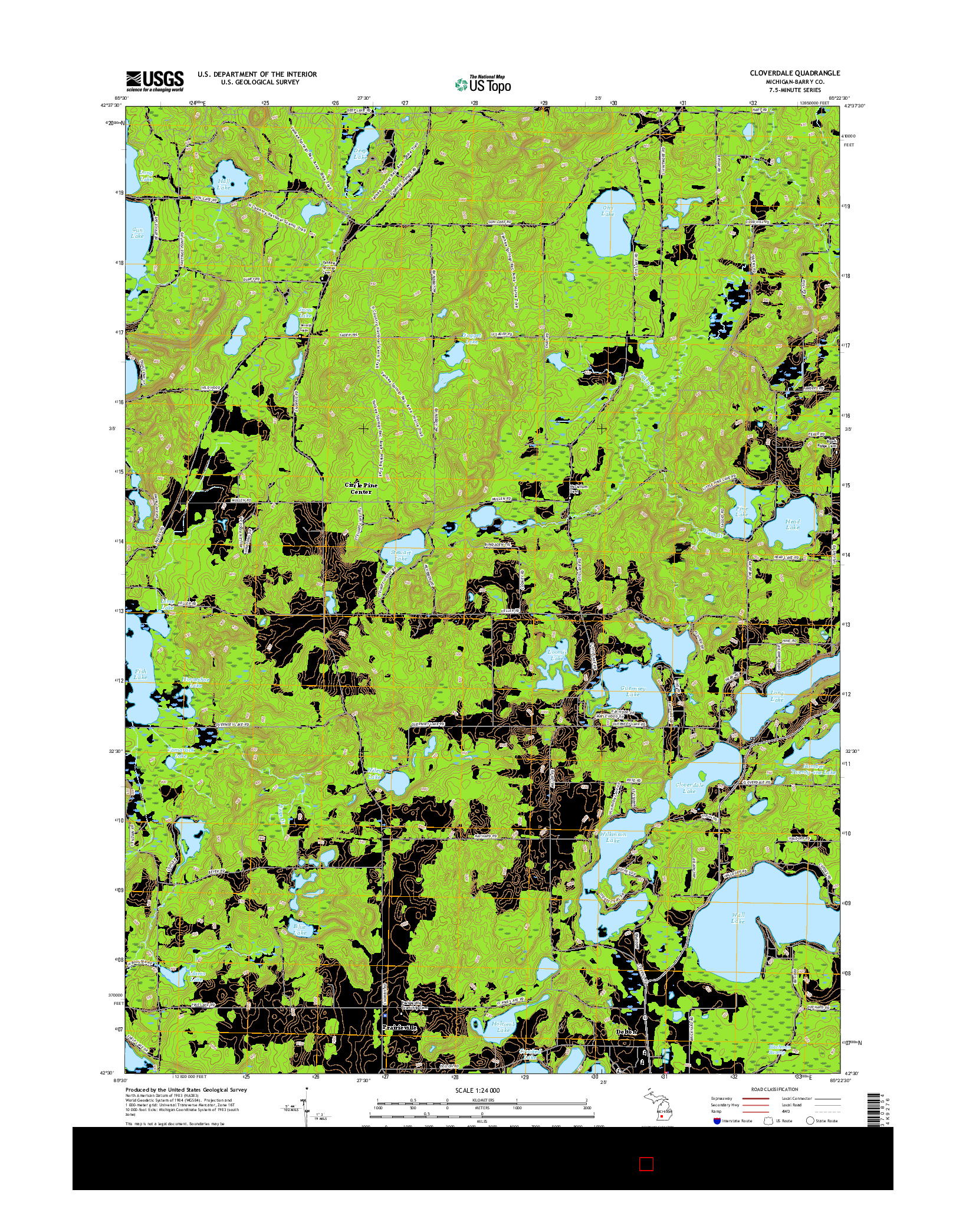 USGS US TOPO 7.5-MINUTE MAP FOR CLOVERDALE, MI 2017