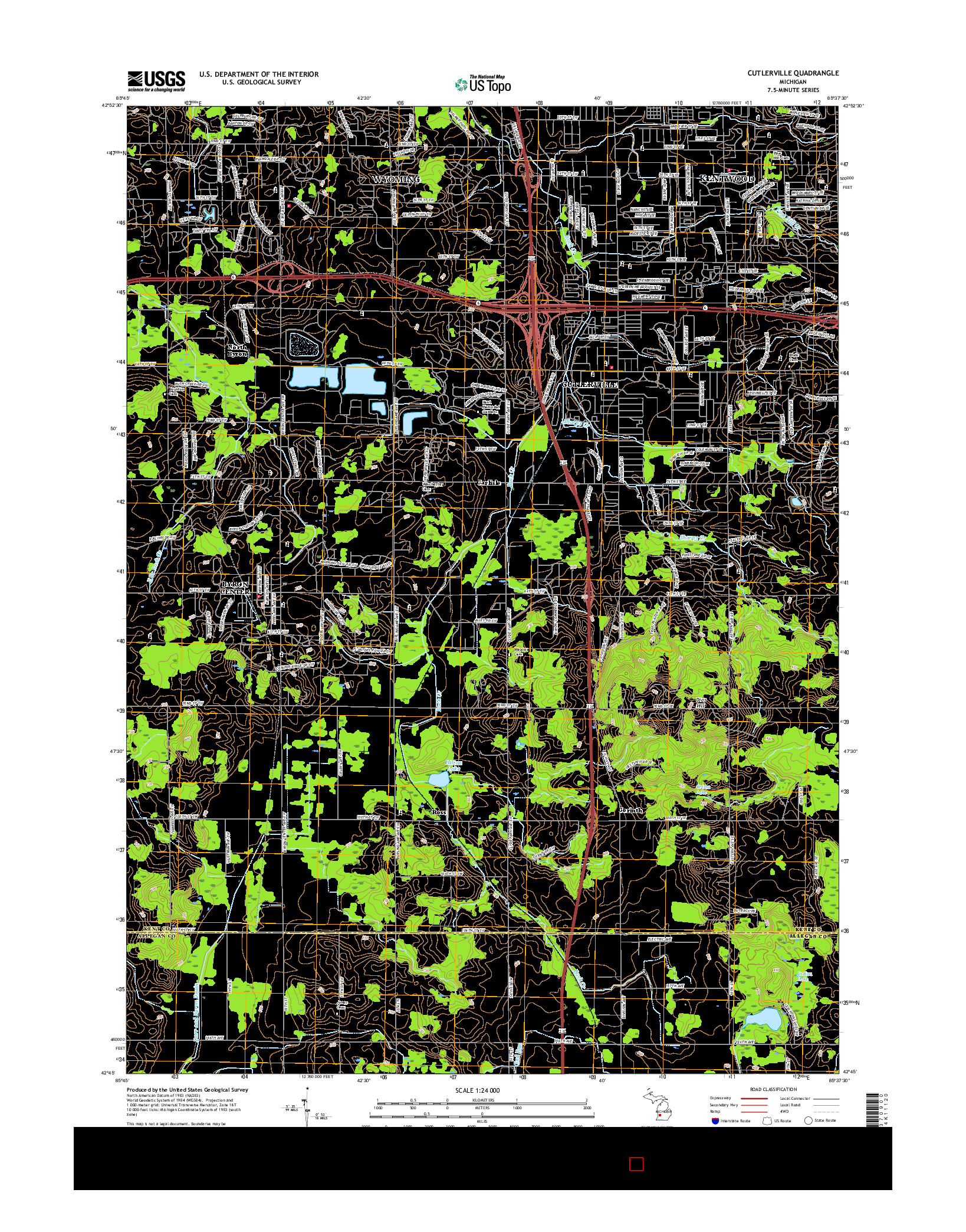 USGS US TOPO 7.5-MINUTE MAP FOR CUTLERVILLE, MI 2017