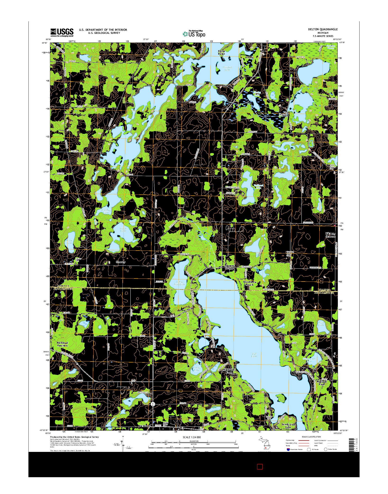 USGS US TOPO 7.5-MINUTE MAP FOR DELTON, MI 2017