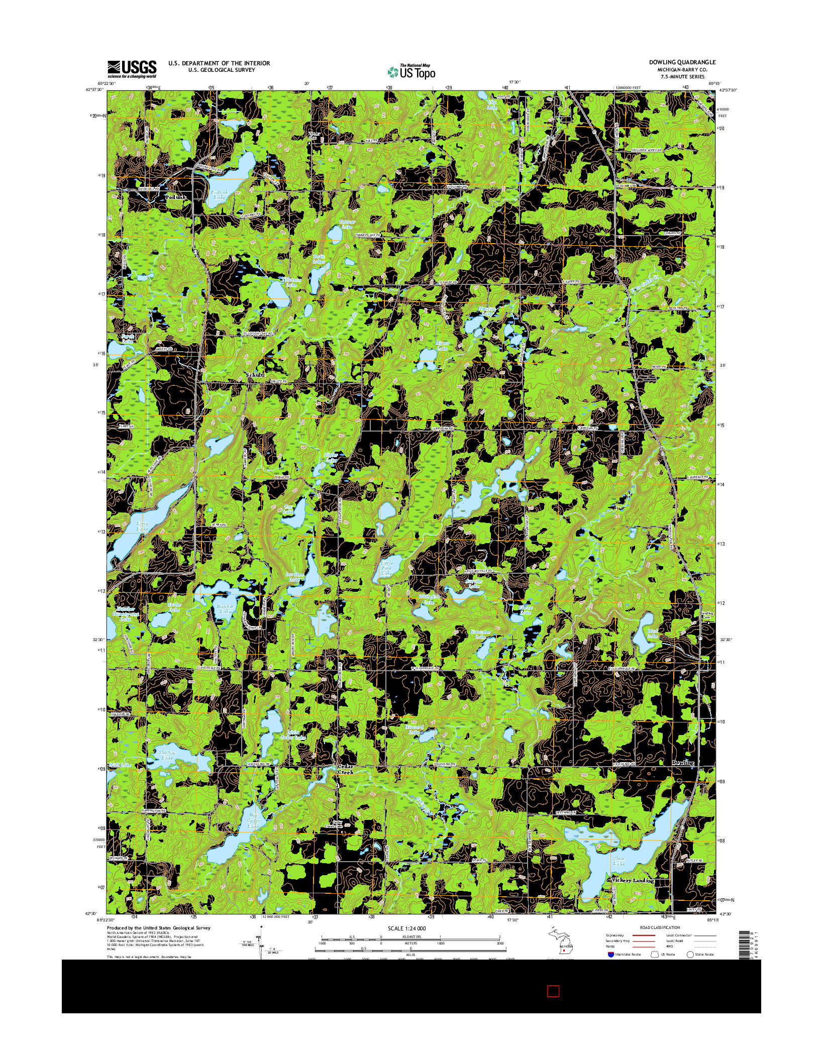 USGS US TOPO 7.5-MINUTE MAP FOR DOWLING, MI 2017