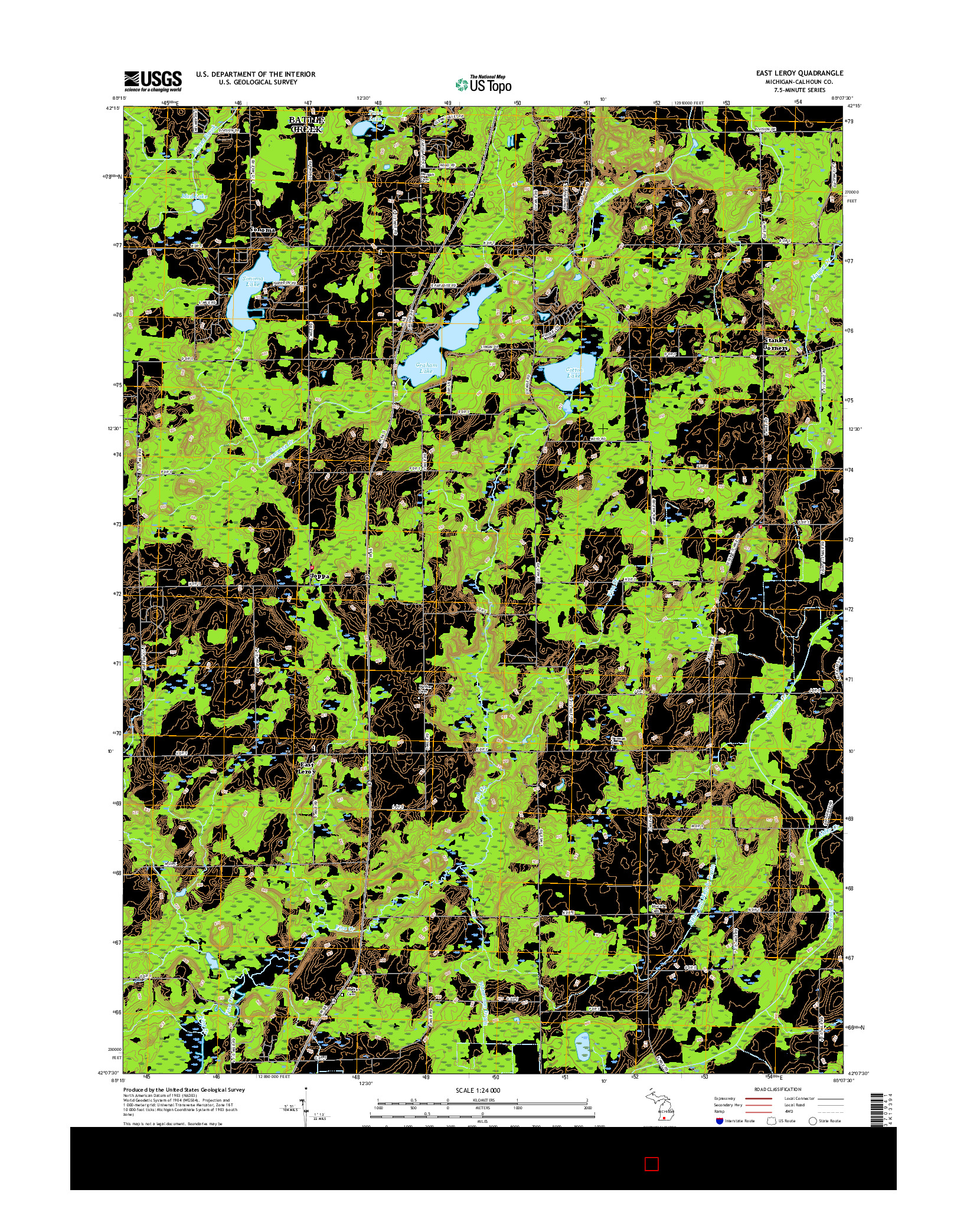 USGS US TOPO 7.5-MINUTE MAP FOR EAST LEROY, MI 2017