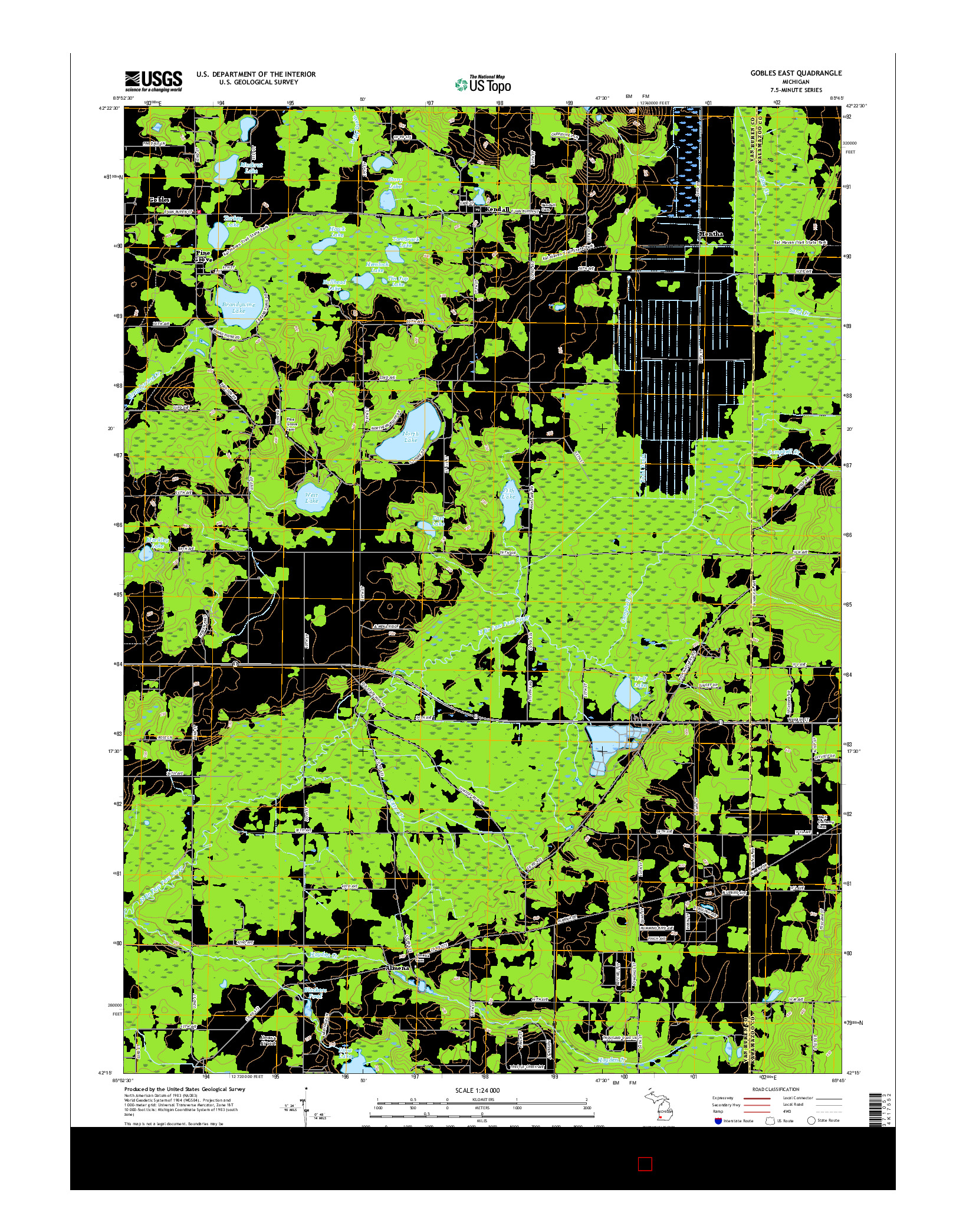 USGS US TOPO 7.5-MINUTE MAP FOR GOBLES EAST, MI 2017