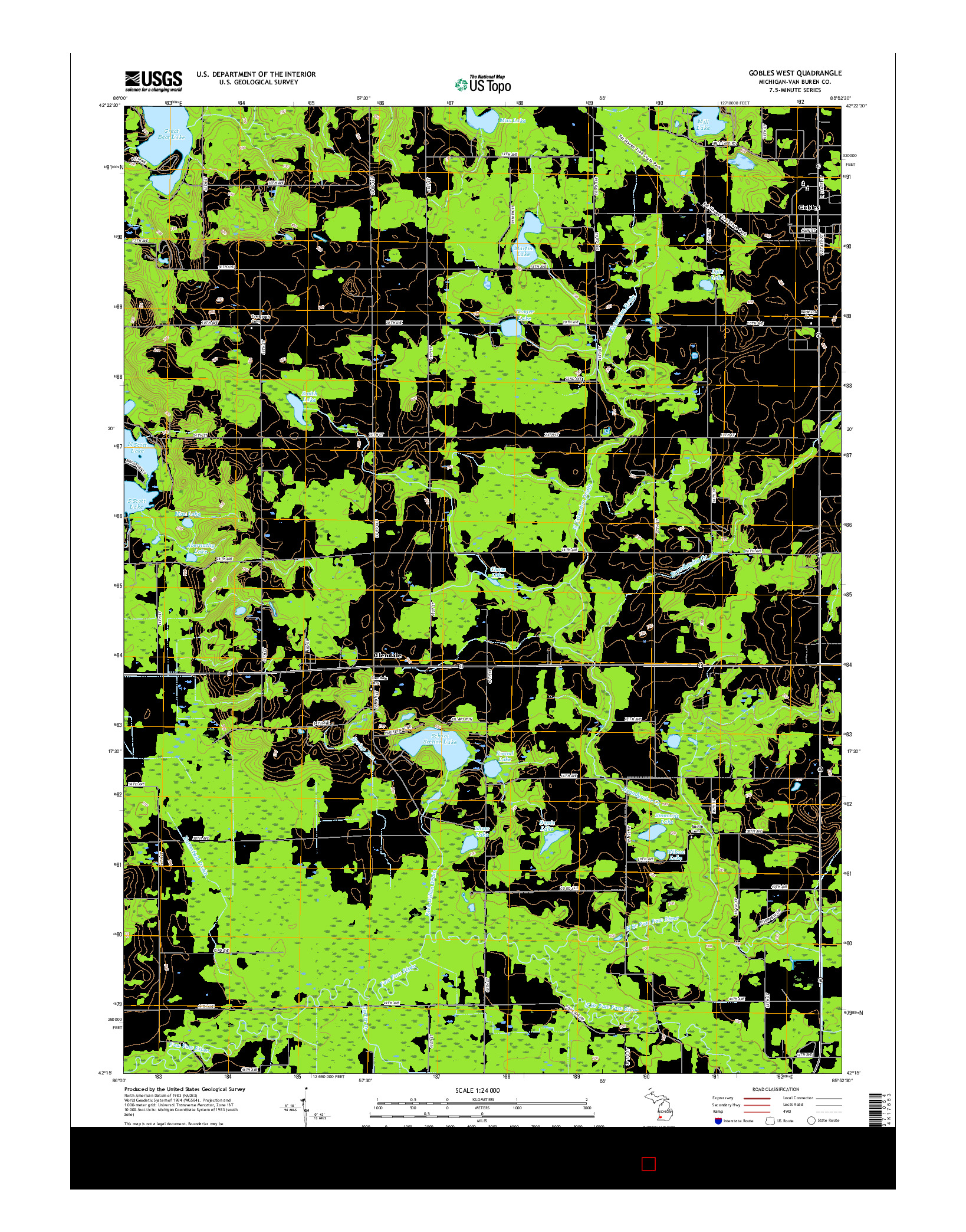 USGS US TOPO 7.5-MINUTE MAP FOR GOBLES WEST, MI 2017