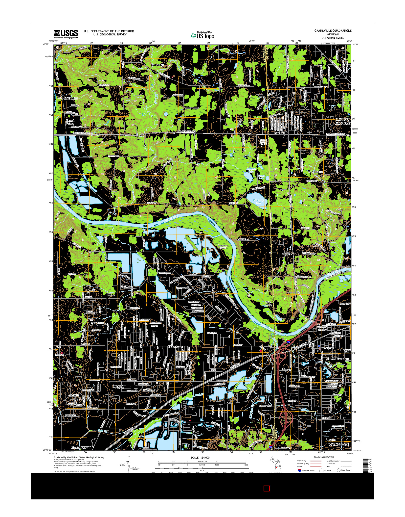 USGS US TOPO 7.5-MINUTE MAP FOR GRANDVILLE, MI 2017