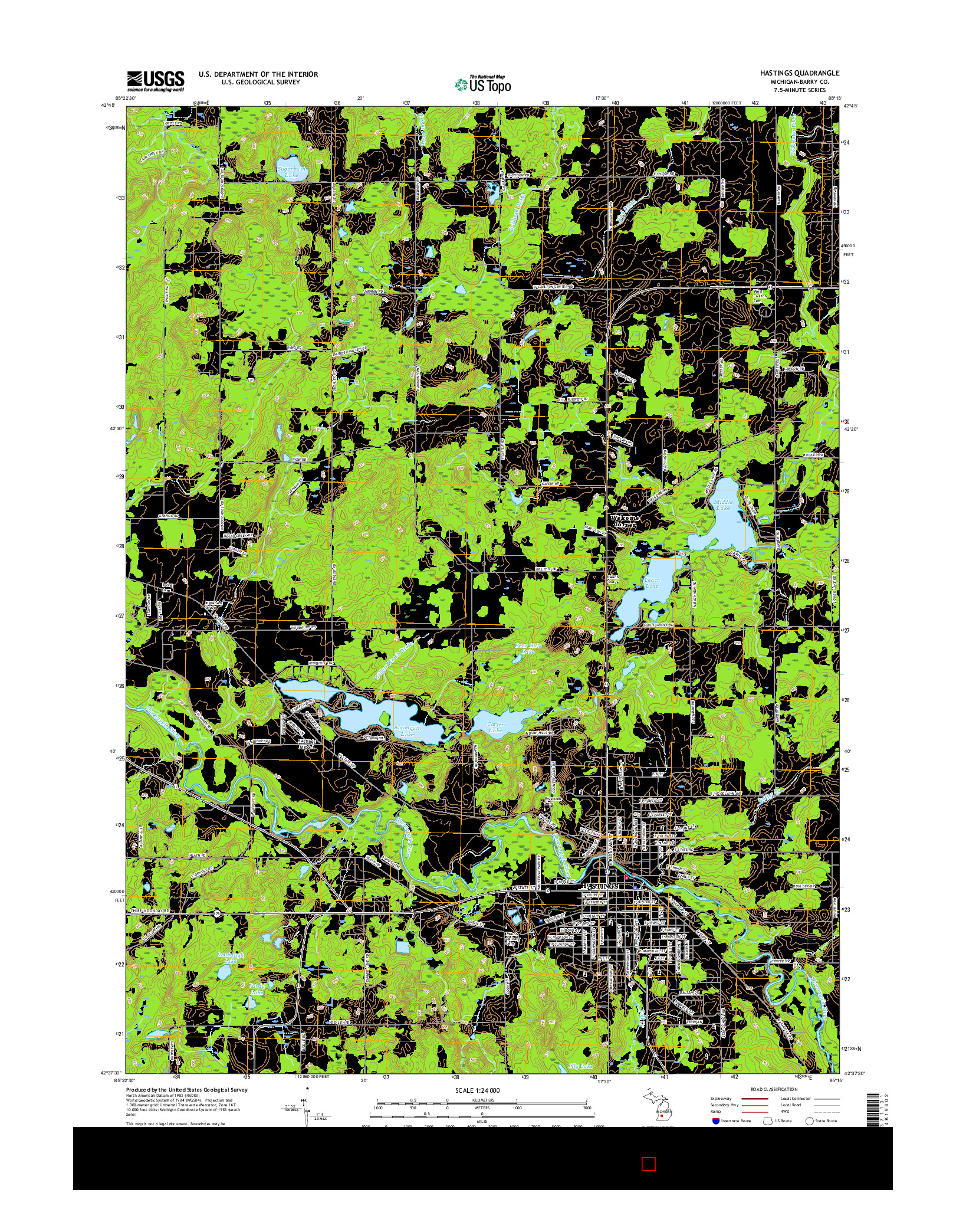 USGS US TOPO 7.5-MINUTE MAP FOR HASTINGS, MI 2017