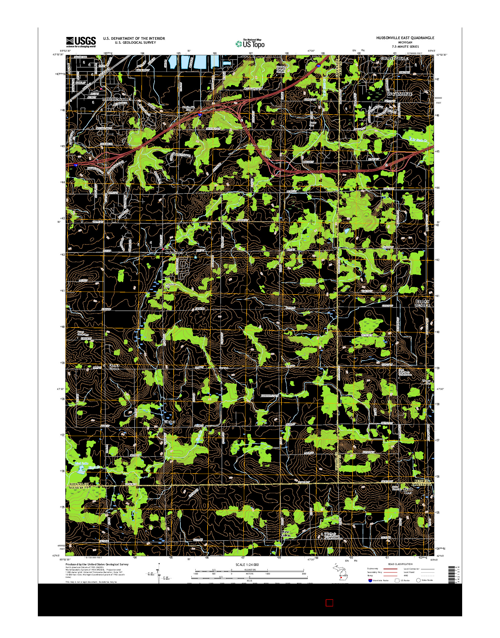 USGS US TOPO 7.5-MINUTE MAP FOR HUDSONVILLE EAST, MI 2017