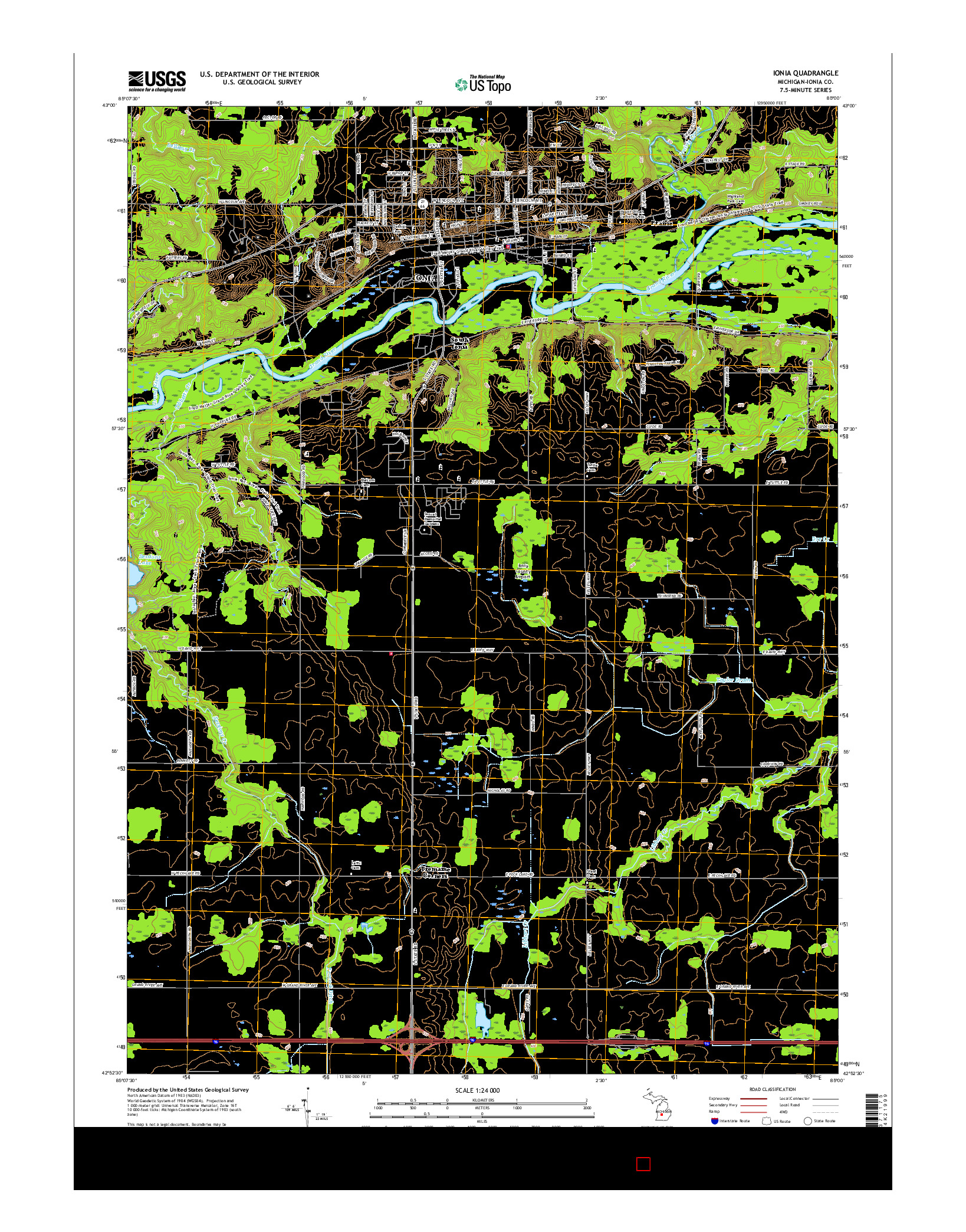 USGS US TOPO 7.5-MINUTE MAP FOR IONIA, MI 2017