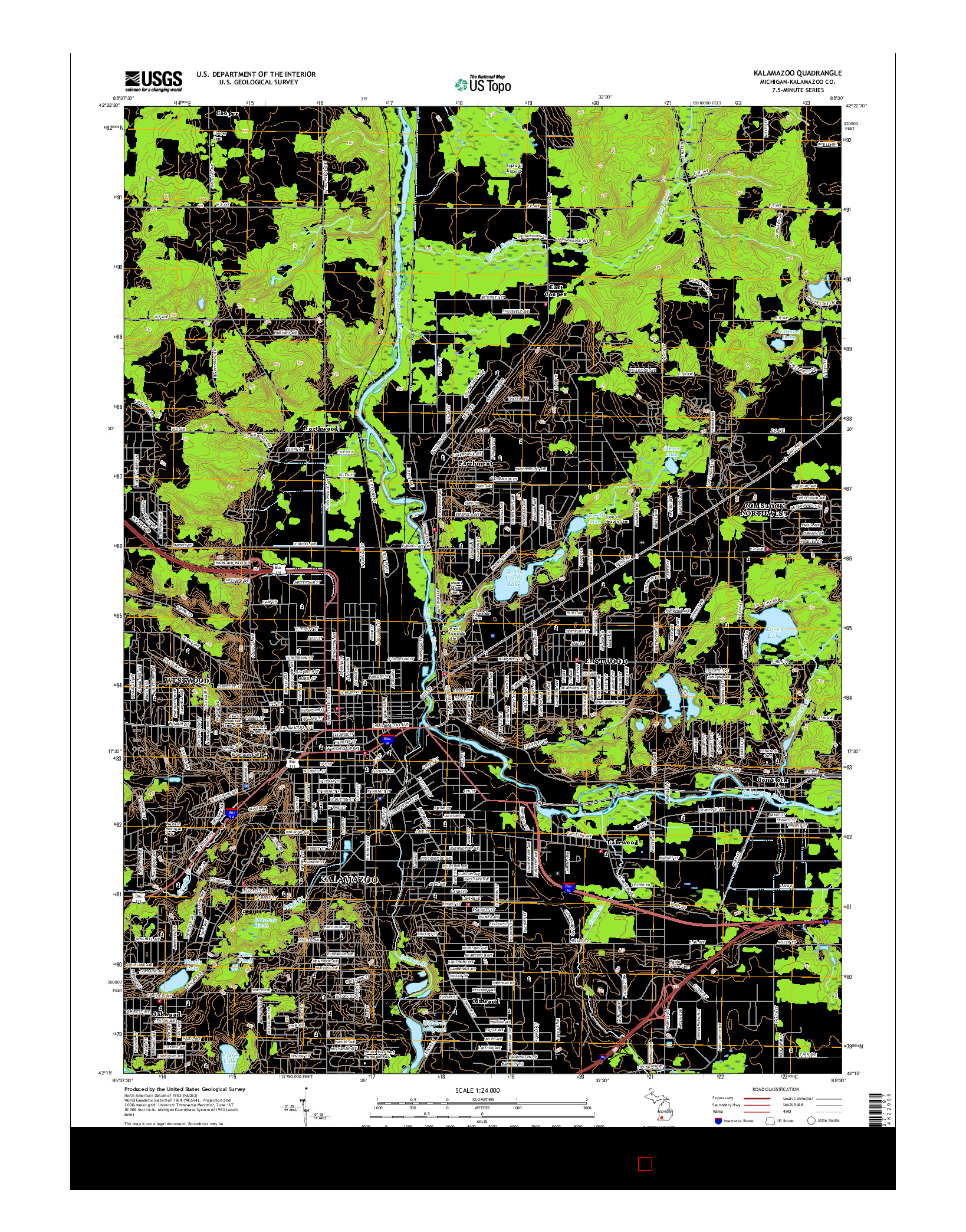 USGS US TOPO 7.5-MINUTE MAP FOR KALAMAZOO, MI 2017